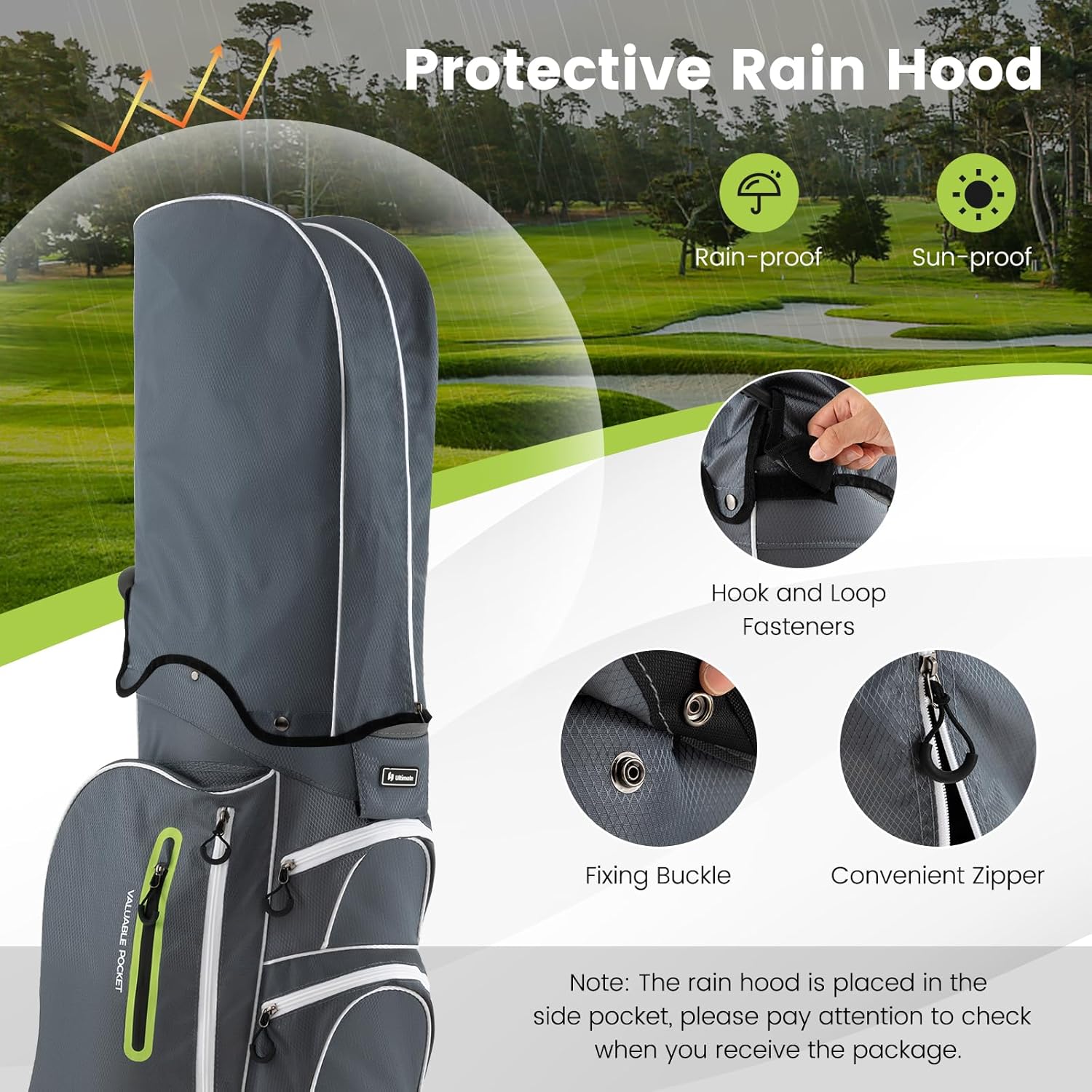 Goplus Golf Cart Bag with 15-Way Top Dividers, Golf Club Bag with 7 Zippered Pockets, Cooler Bag, Rain Hood, Umbrella Holder, Shoulder Strap, Lightweight Golf Bag for Men Women
