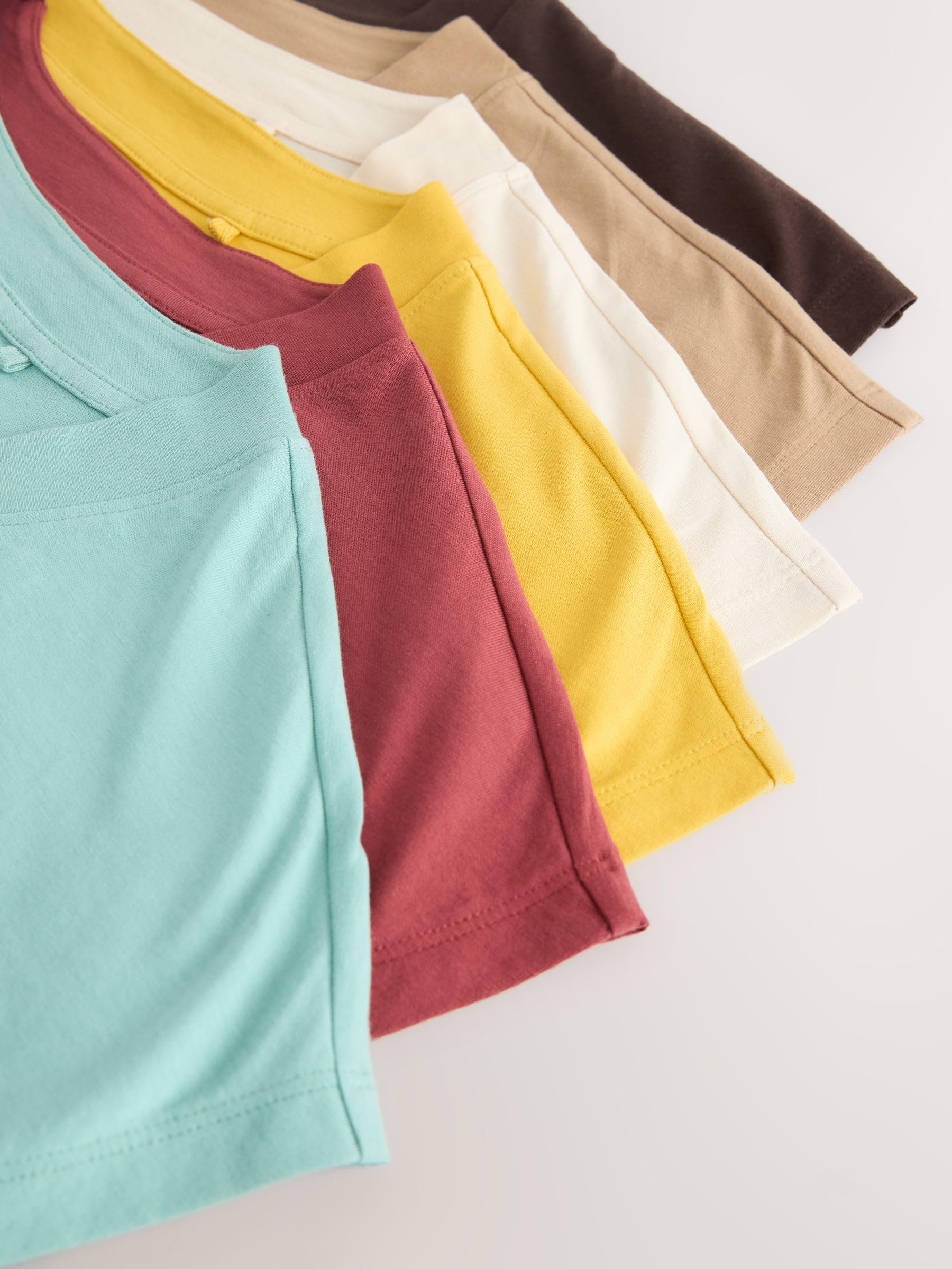 NEXT Femme T-Shirt à Mancherons et col V, Lot de 5 | Coupe standard, 100 % coton