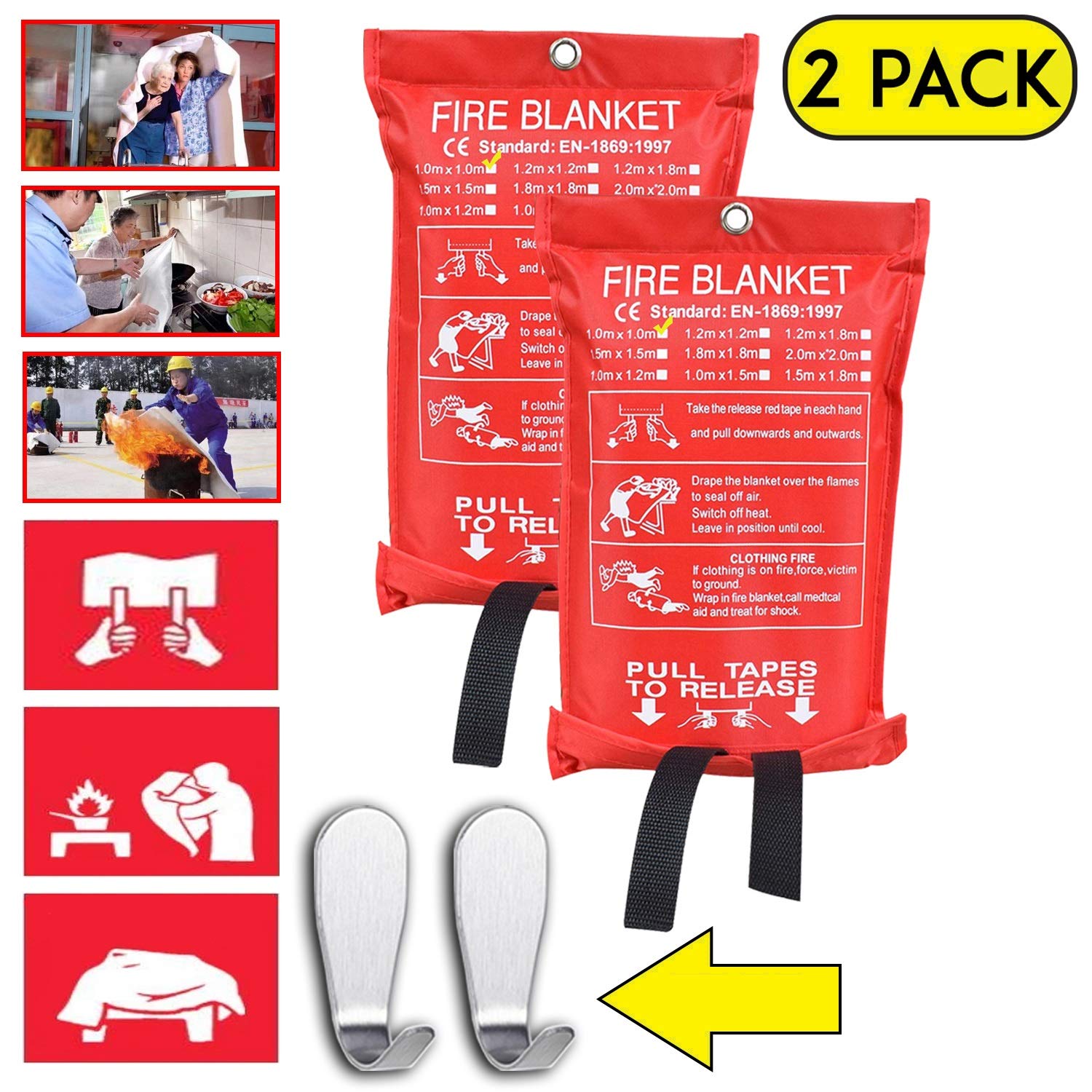 Buy SKAMZ Fire Blanket Emergency [Upgraded Size XL 47”x 47”Pack 2