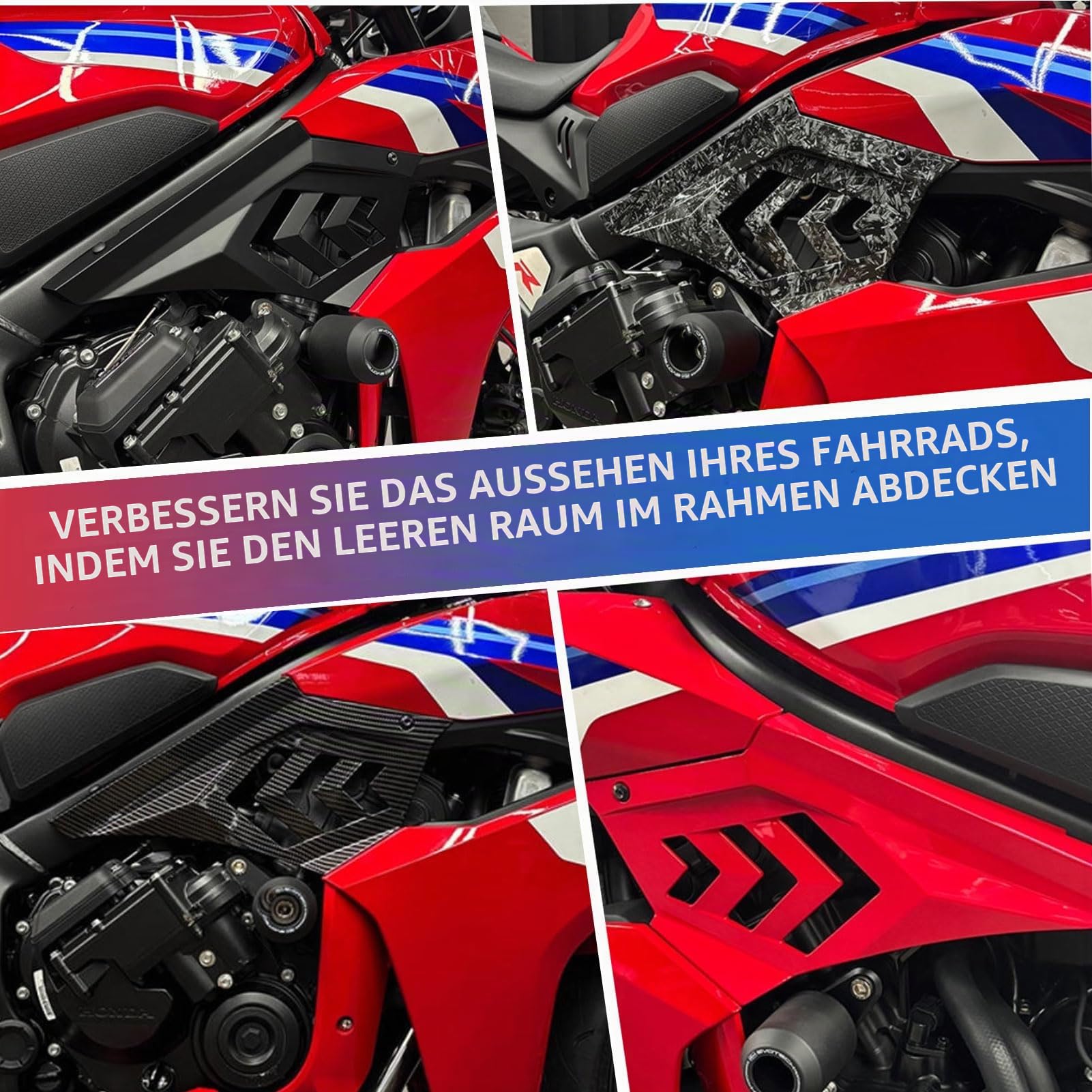 Motorrad CBR650R Rahmenfüllung Mittelseitenverkleidung Karosserie Dekorative Verkleidung Verkleidung kompatibel mit CBR 650R CBR 650 R Zubehör 2024-2025 (Mattschwarz)