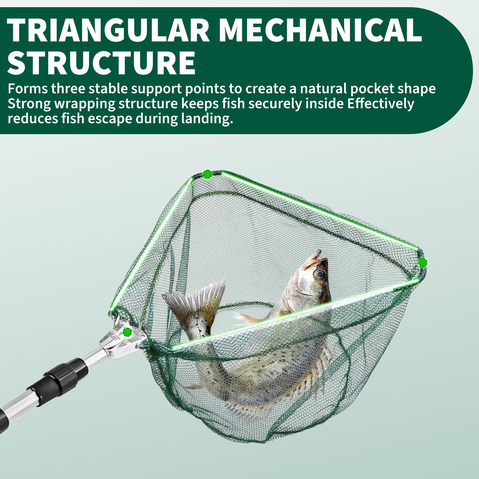 HZOUHONG Kescher Angeln Teleskop, Unterfangkescher Ausziehbar, Angelkescher Faltbar, Landing Net 130cm, Forellen Teich, Angelzubehör, Fishing Accessories für Teich, Bäche, Seen, Bootsangeln - 5