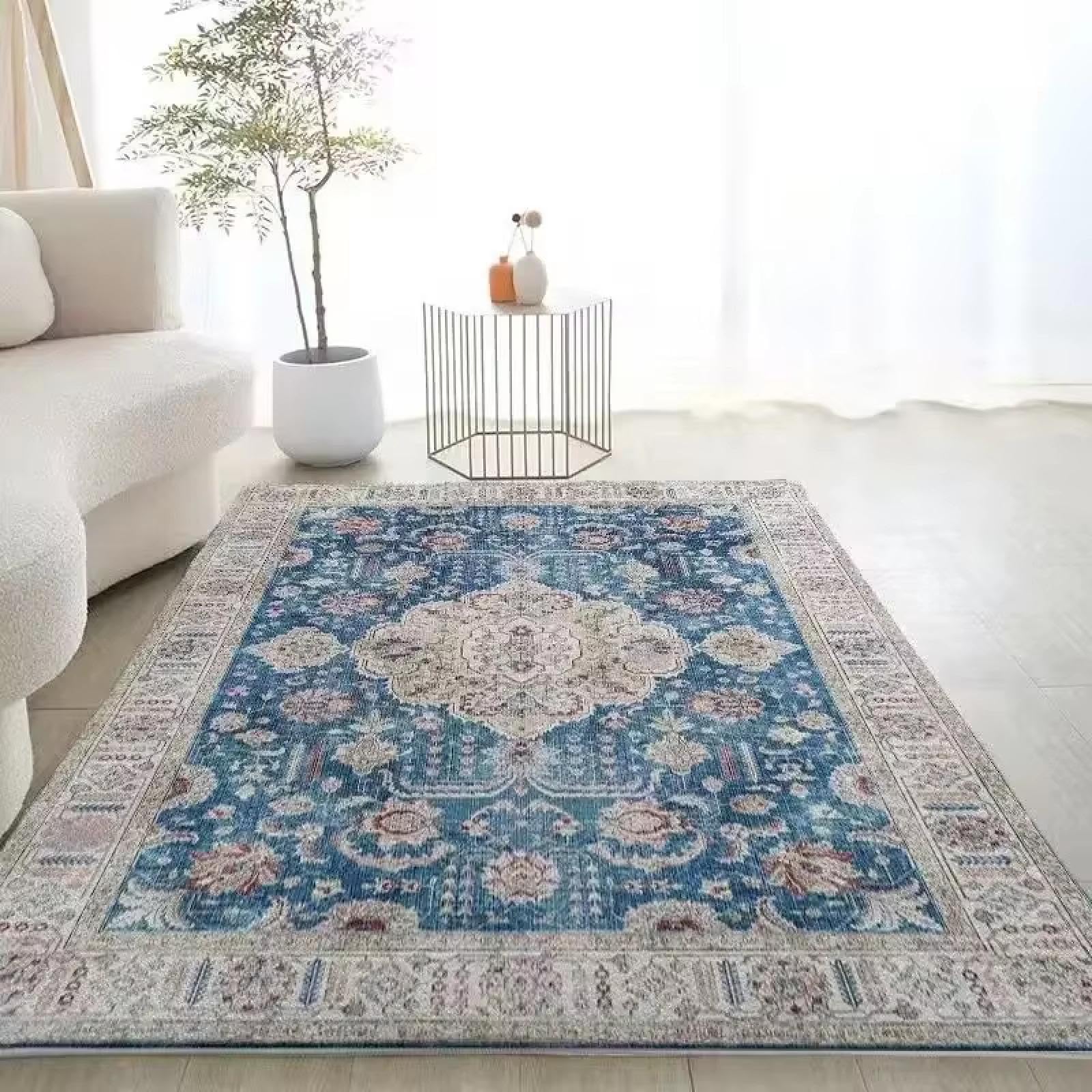 Tapis bohème européen rétro pour grand salon de luxe et tapis de chevet artistique