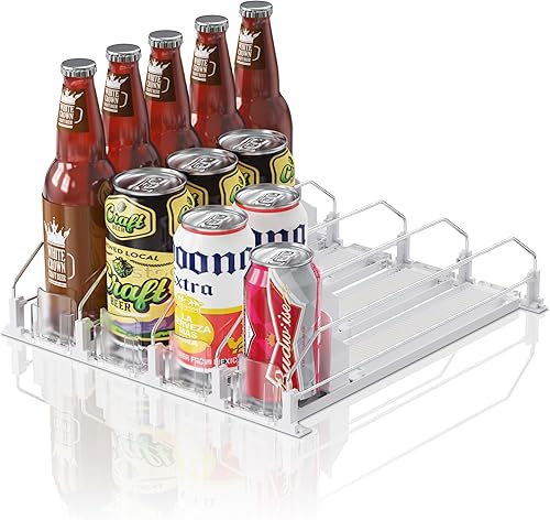Miniatura 13 de Organizador de bebidas para mini refrigerador, 12 onzas, 16 onzas, 20 onzas, dispensador de latas de soda para refrigerador, ancho ajustable,