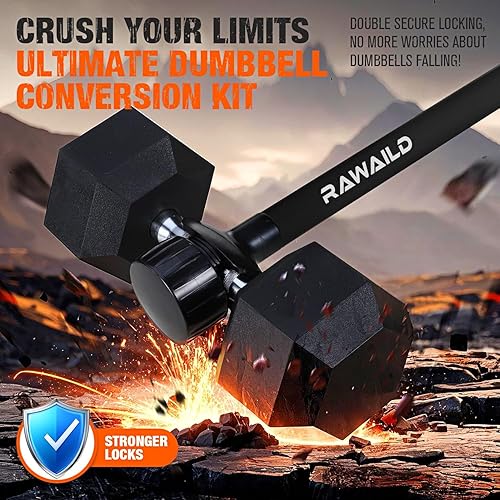 Miniatura 9 de Convertidor de mancuernas, convierte mancuernas en juego de pesas, barra de pesas para prensas de banco, sentadillas, empuje de cadera, peso muerto