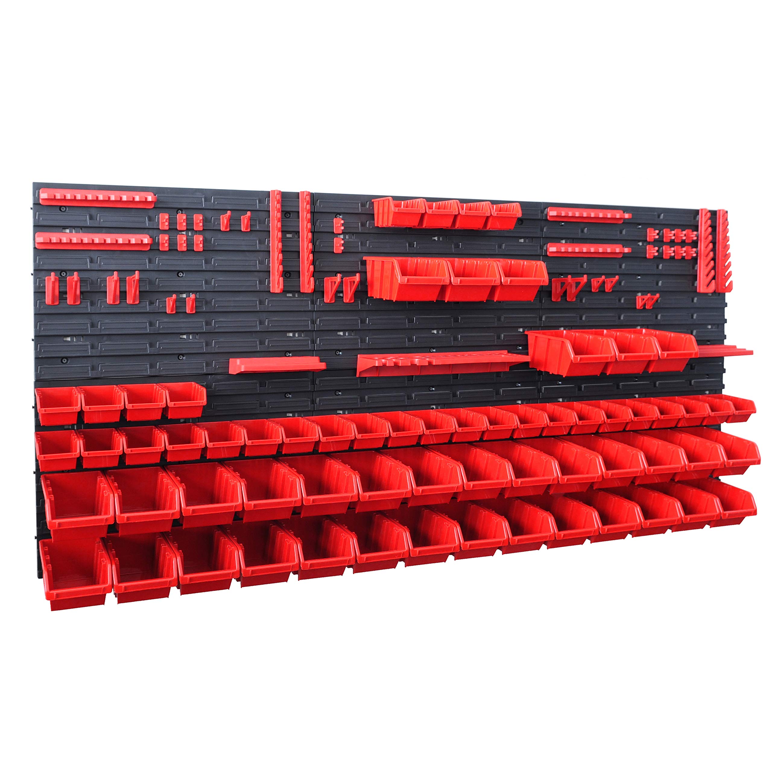 REXXER Tool Wall with Storage Boxes - Workshop Organiser System & Perforated Wall for Tool Storage - Tool Holder & Stacking Boxes Set - 6 Wall Panels 1728 x 780 mm - 113 Pieces