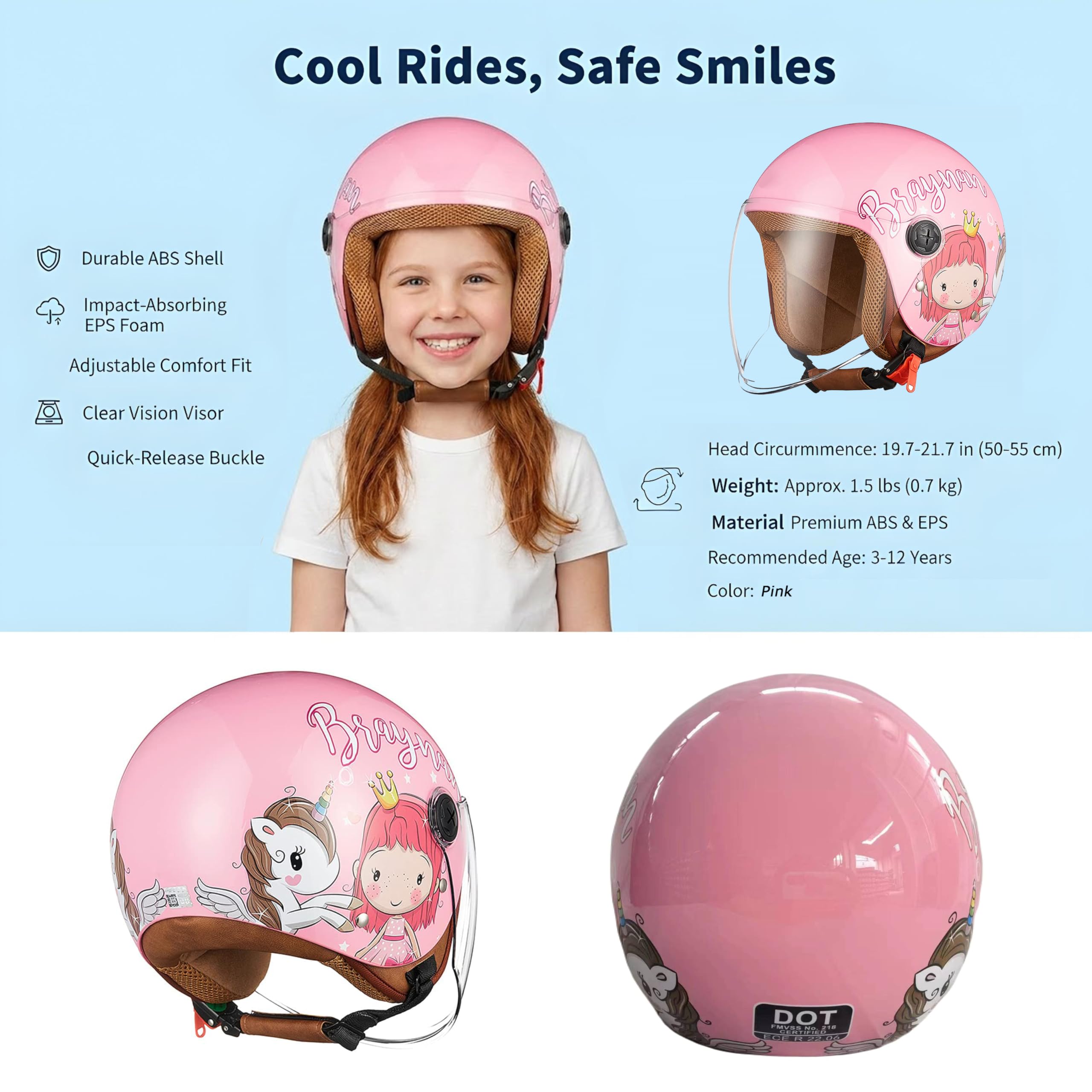 Casque Enfant Casque Intégral Pour Enfant - Casque De Moto Homologué ECE Casque Moto Enfant