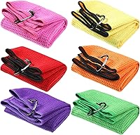 Cindeer 6 Pack Large Golf Towels 16x24" Microfiber Waffle Pattern with Heavy Duty Clip - Absorbent for Sand, Dirt, Mud, Sweat