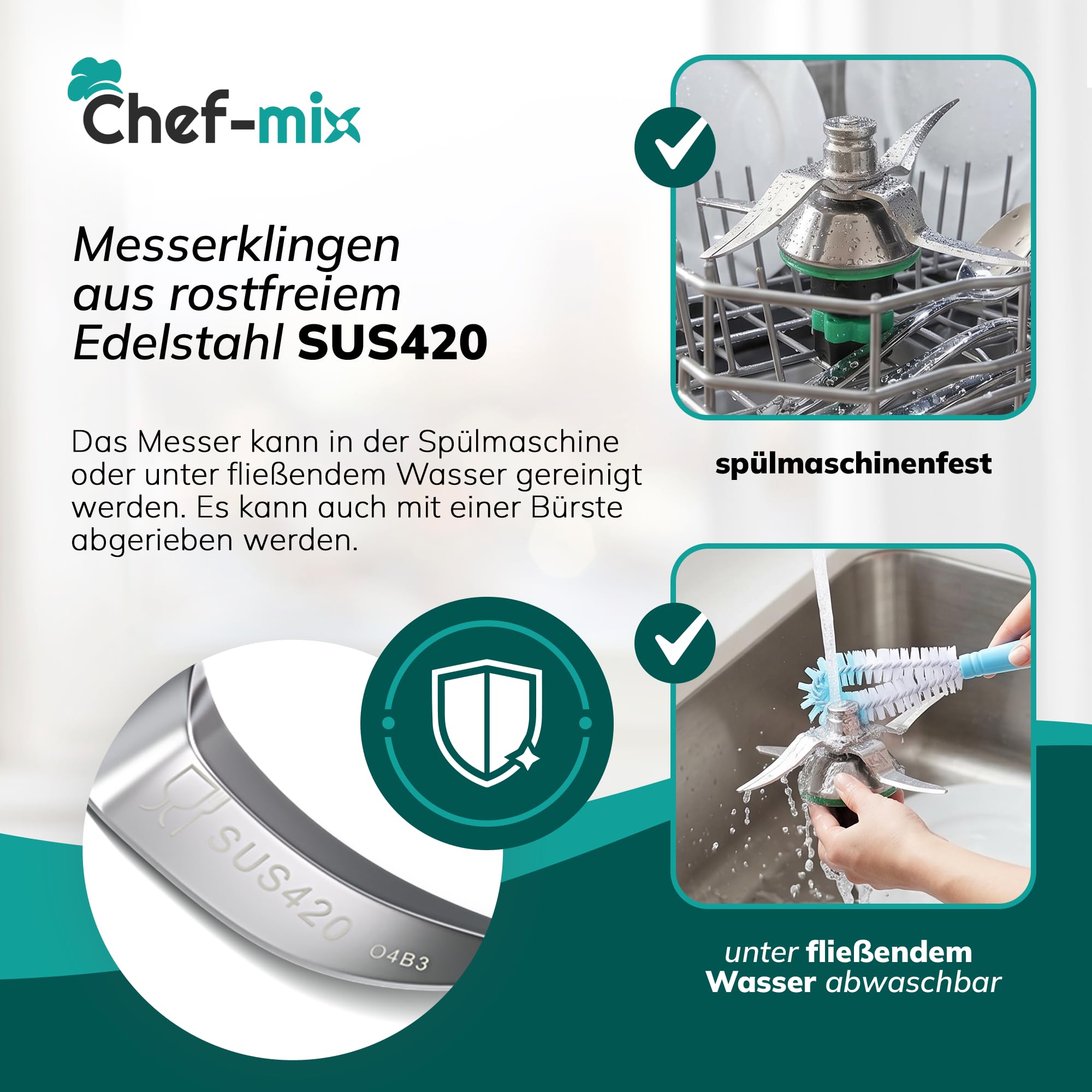 Mixmesser Ersatz für Vоrwerk Thermоmix Messer TM6 TM7 - Ersatzmesser Zubehör aus Edelstahl mit Dichtring für TM6 TM7 Küchenmaschinen