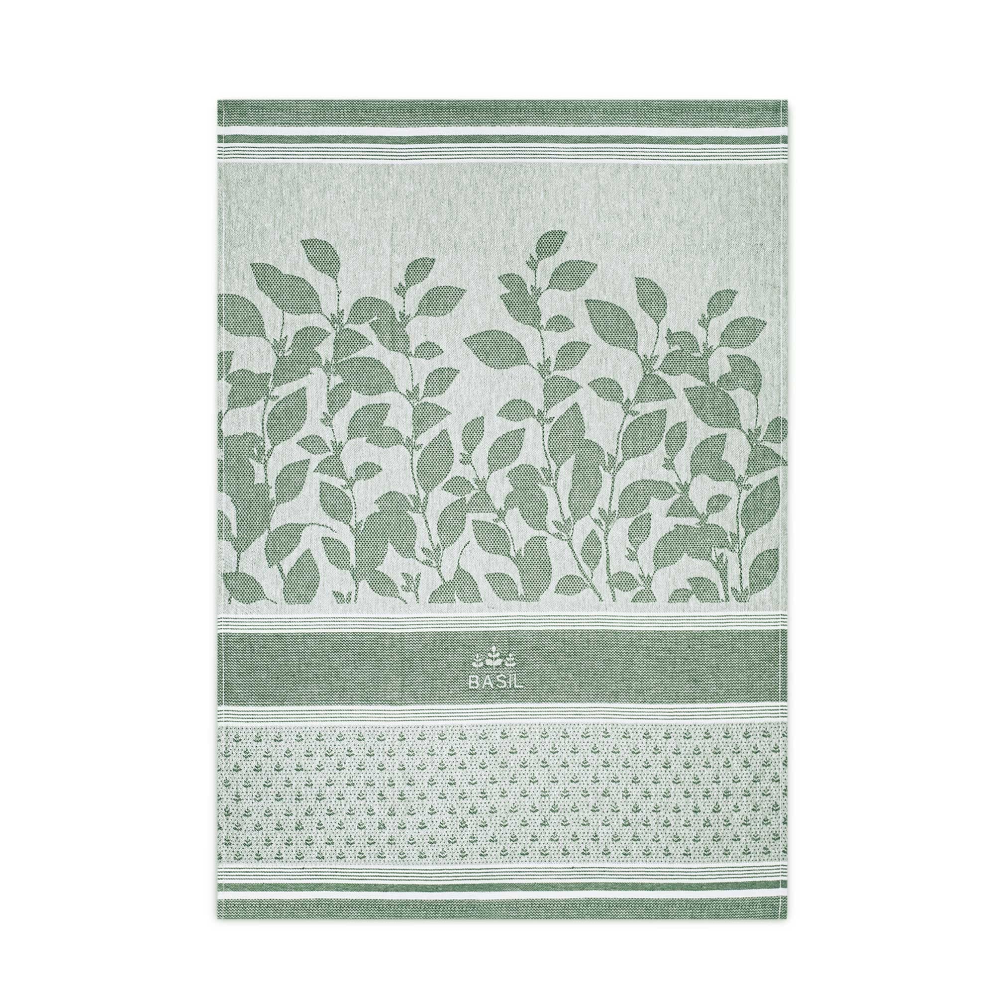 Zwoltex – Juego de Toallas de Cocina, 10 paños de Cocina 50x70cm Hierbas, paños absorbentes, 100% algodón orgánico 200g/m2, Toallas de algodón con Certificado Oeko-Tex - Verde/Beige/Gris