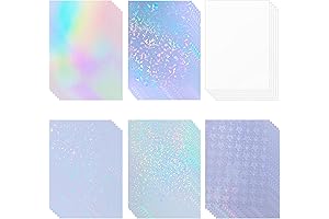 36 Sheets Holographic Sticker Paper Holographic Clear Vinyl Self Adhesive Waterproof Transparent...