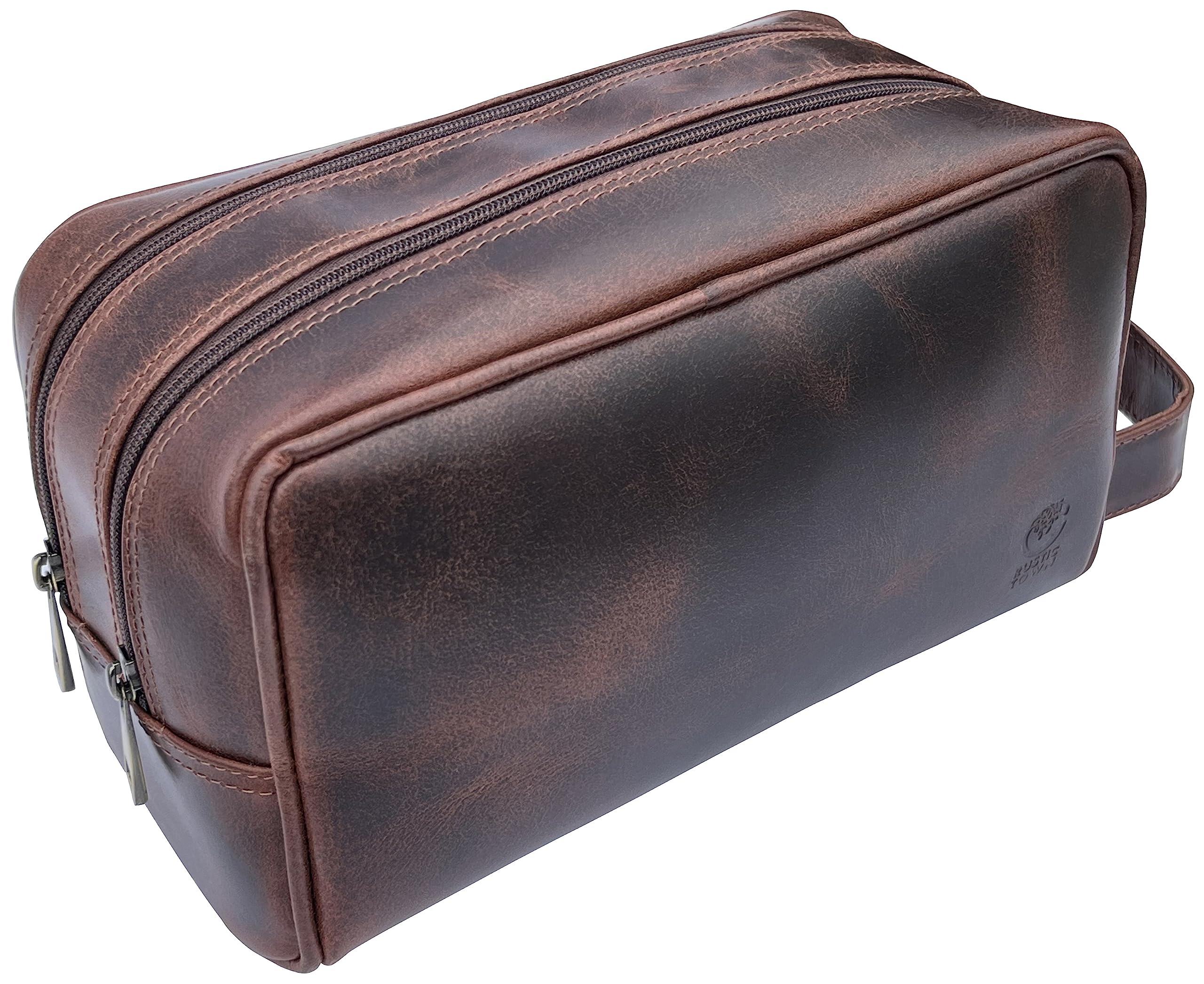 Rustic Town Leather Toiletry Bag For Men Travel Shaving Dopp