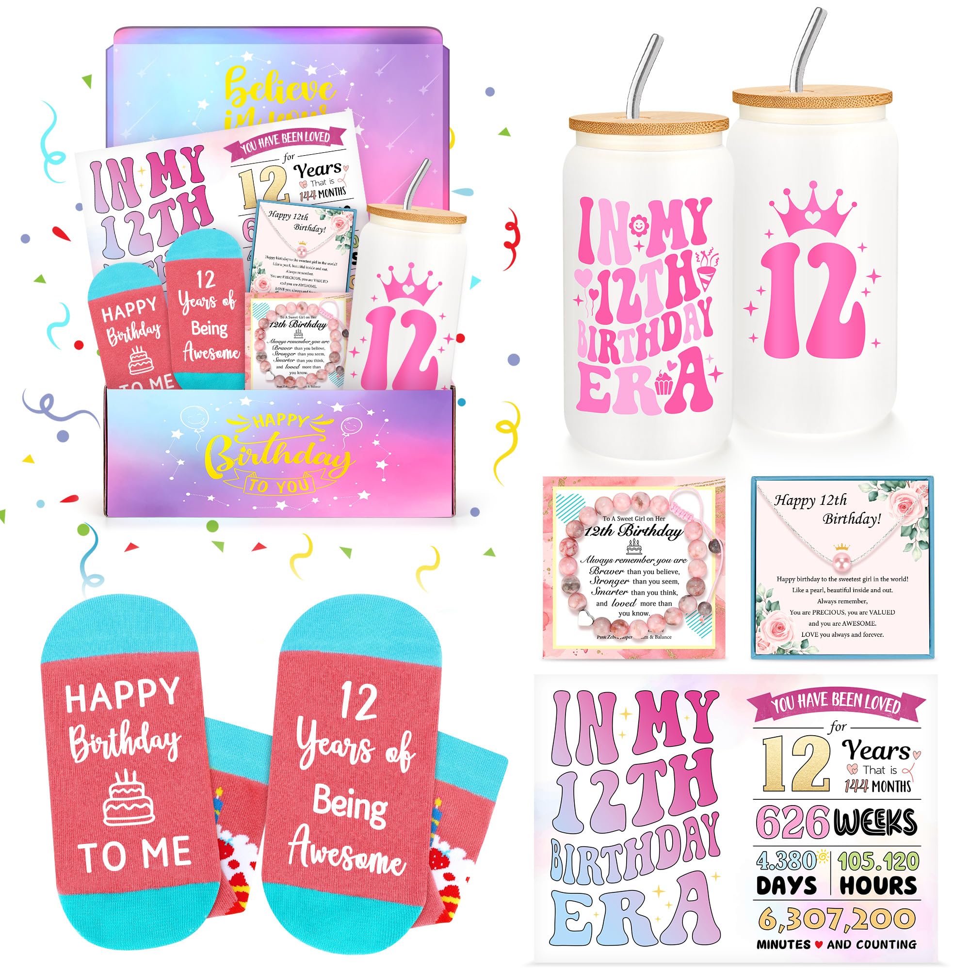 12 Year Old Girl Birthday Gifts for 12 Year Old Girl Gift Trendy Stuff 12th Birthday Gifts for Girls Age 12 Gift Ideas Cool Things Present for Tweens, Teen Girls Happy 12th Decoration Accessories