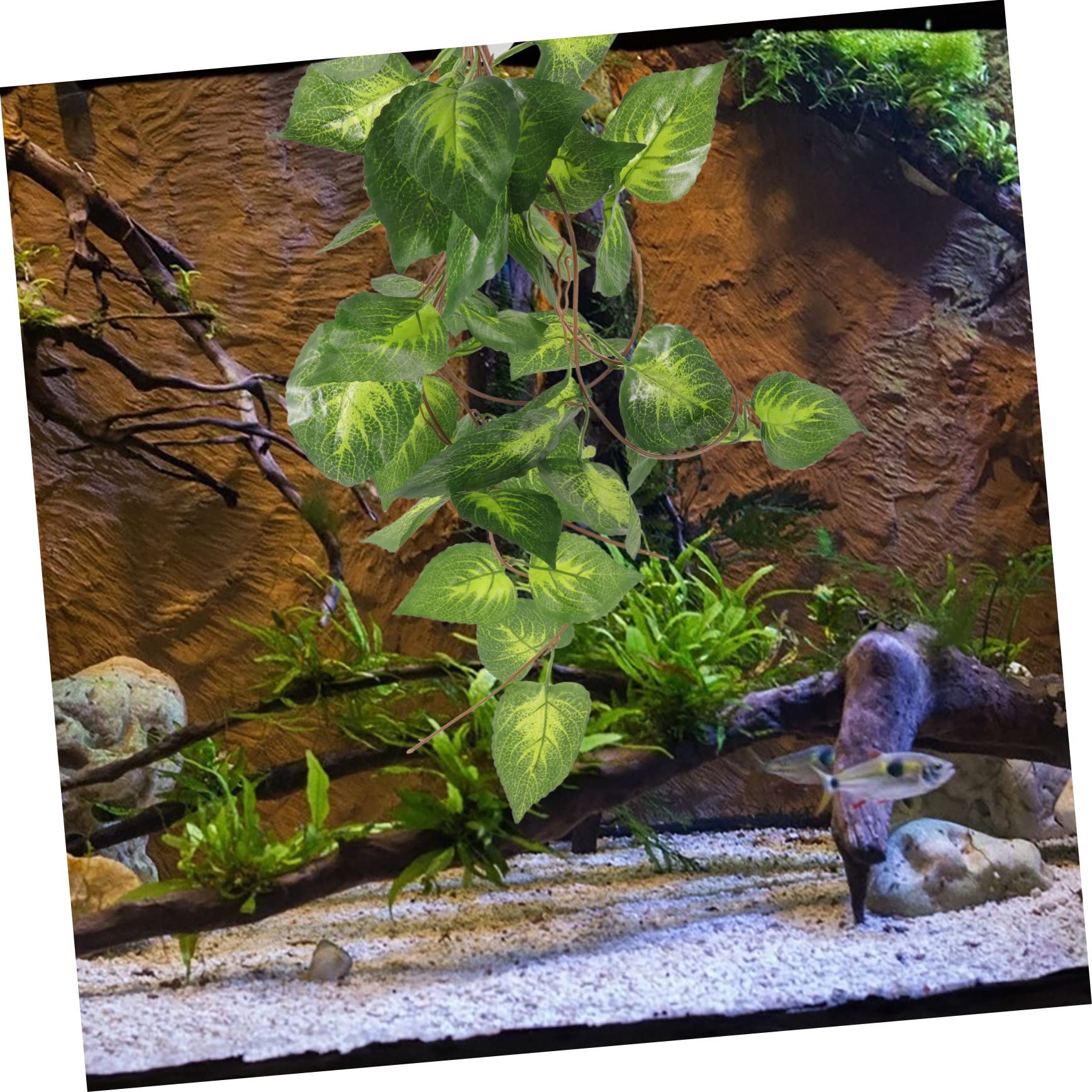 BESTonZON Artificial Reptile Plants Ornament Lifelike Terrarium Decor for Tortoise Lizard Snake Tanks Durable Plant Adornment Fake Plant for Reptile Habitat