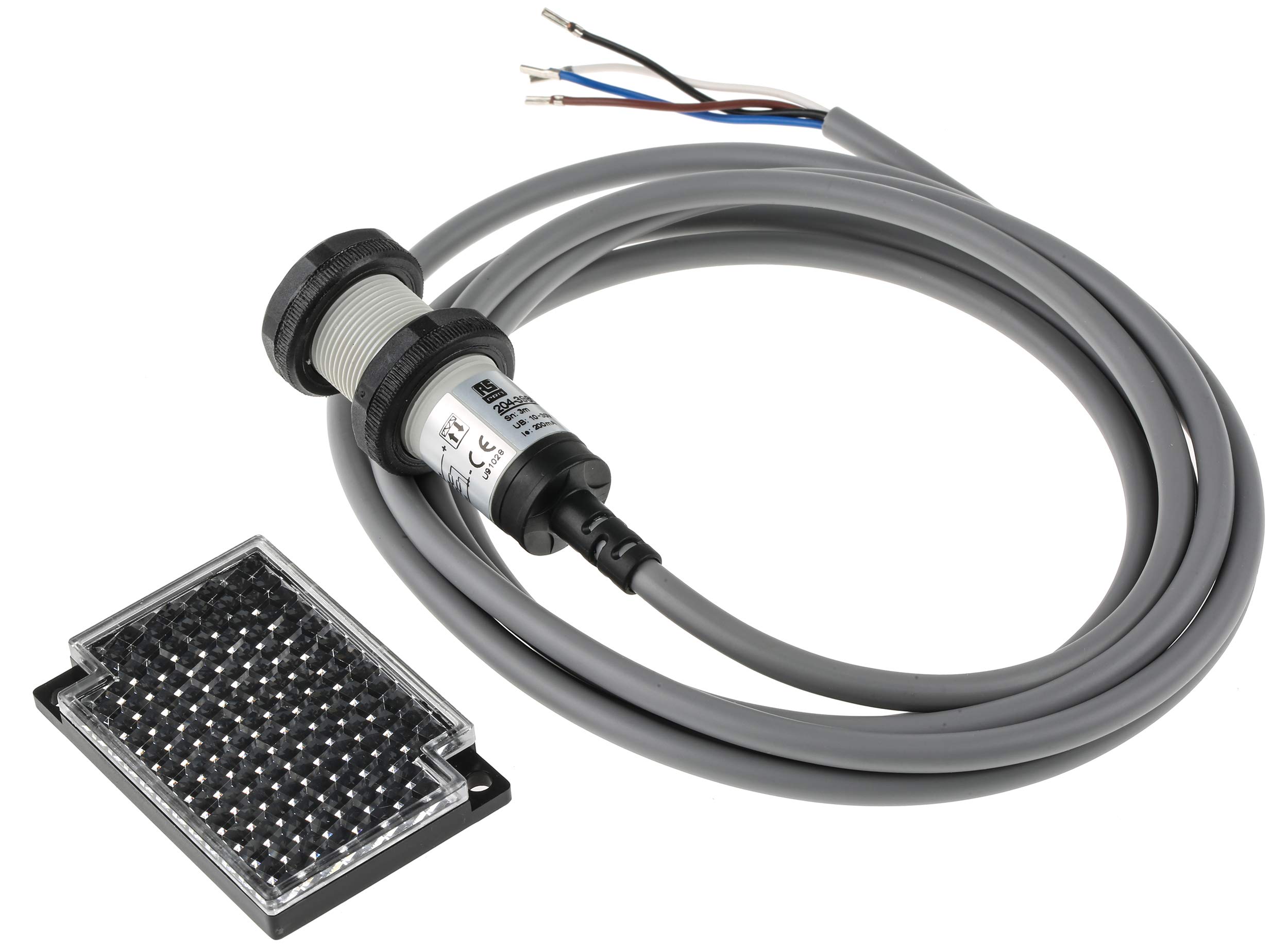 RS PRO Cylindrical Optical Sensor, Reflective, Range 3 m, PNP N/O Output, Connection Cable