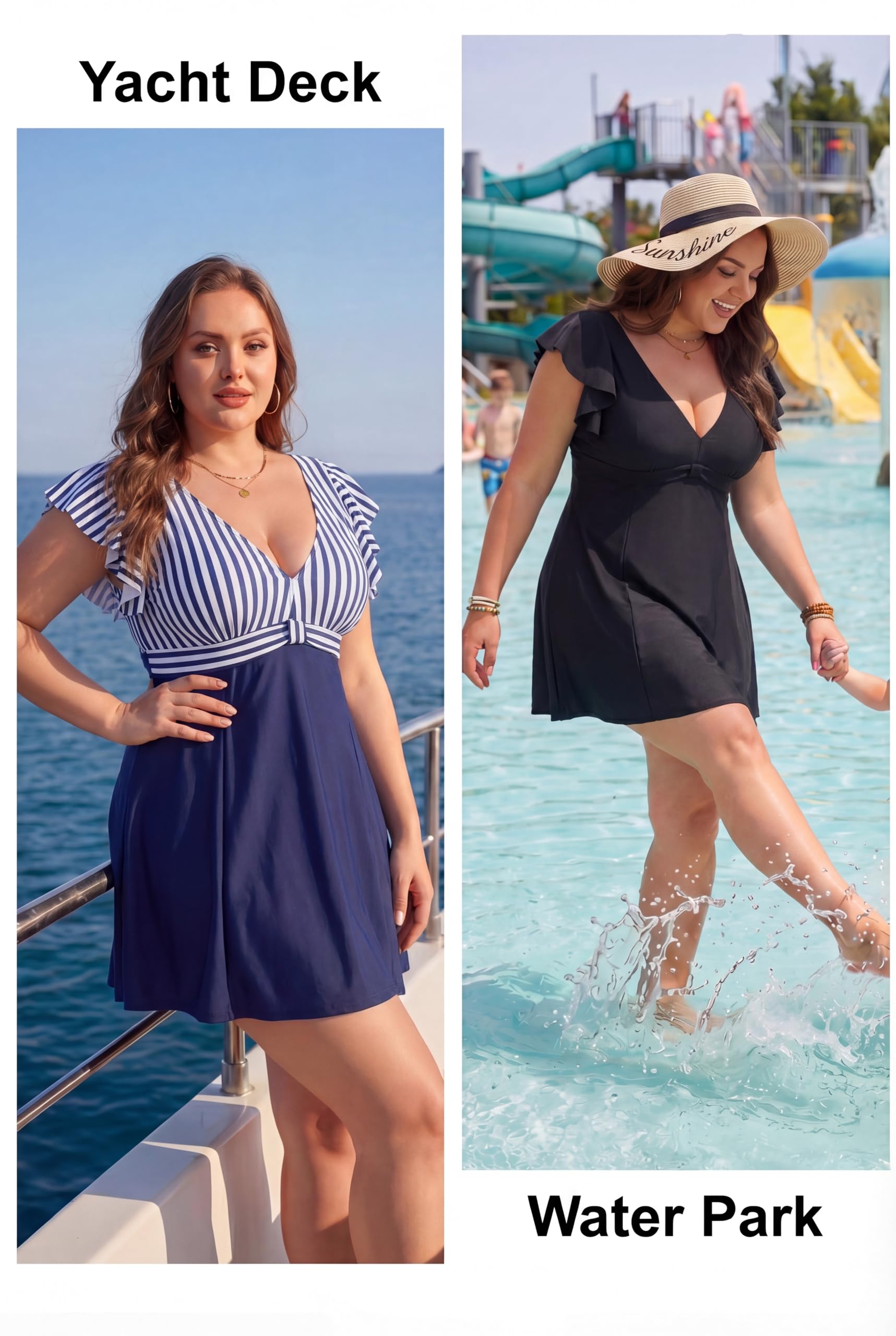 Smismivo Traje de baño de talla grande para mujer, con control de abdomen, traje de baño de una pieza con volantes adelgazantes, traje de baño con curvas