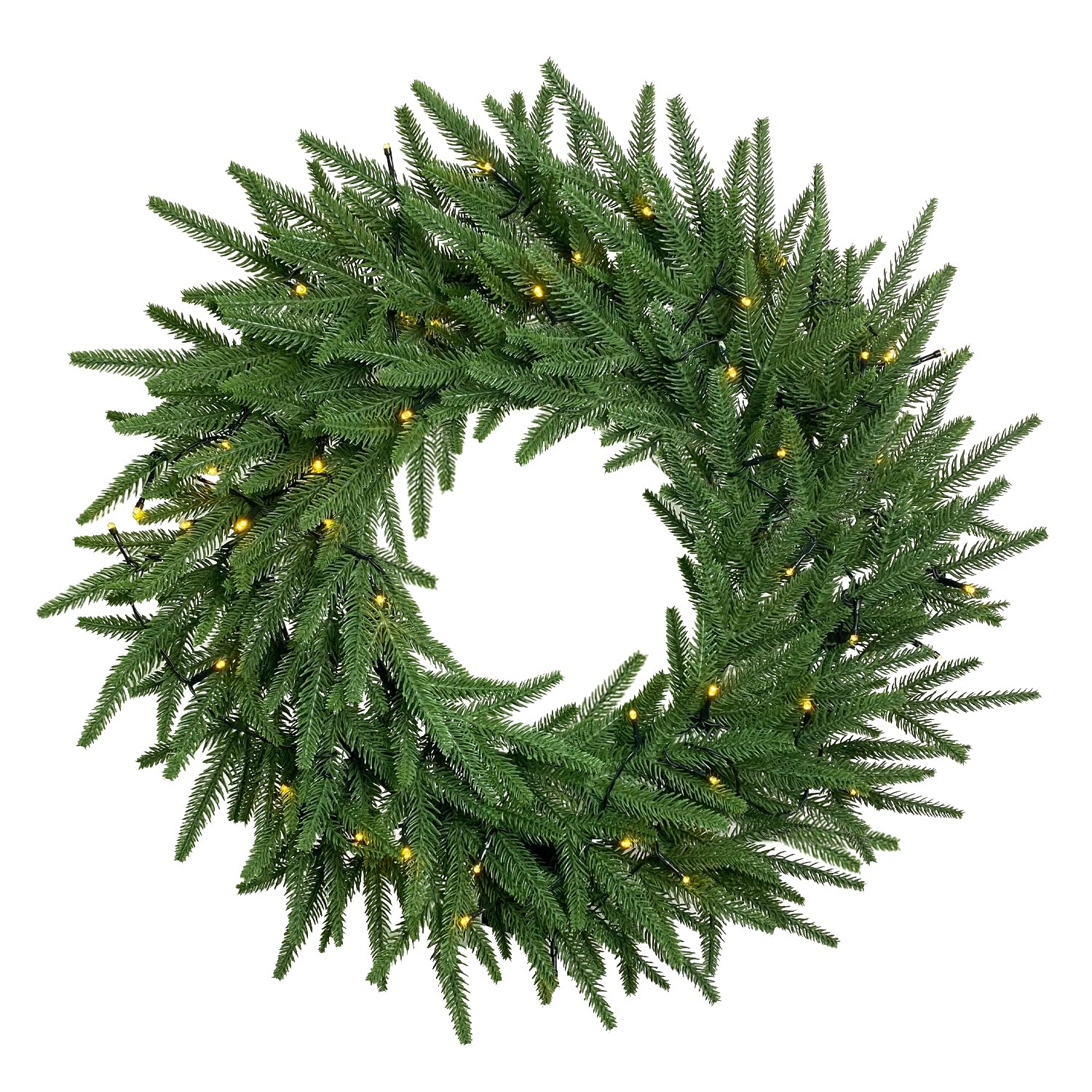 UOROMI 24 Inch Pre-Lit Christmas Wreath with Warm White LED Lights for ...