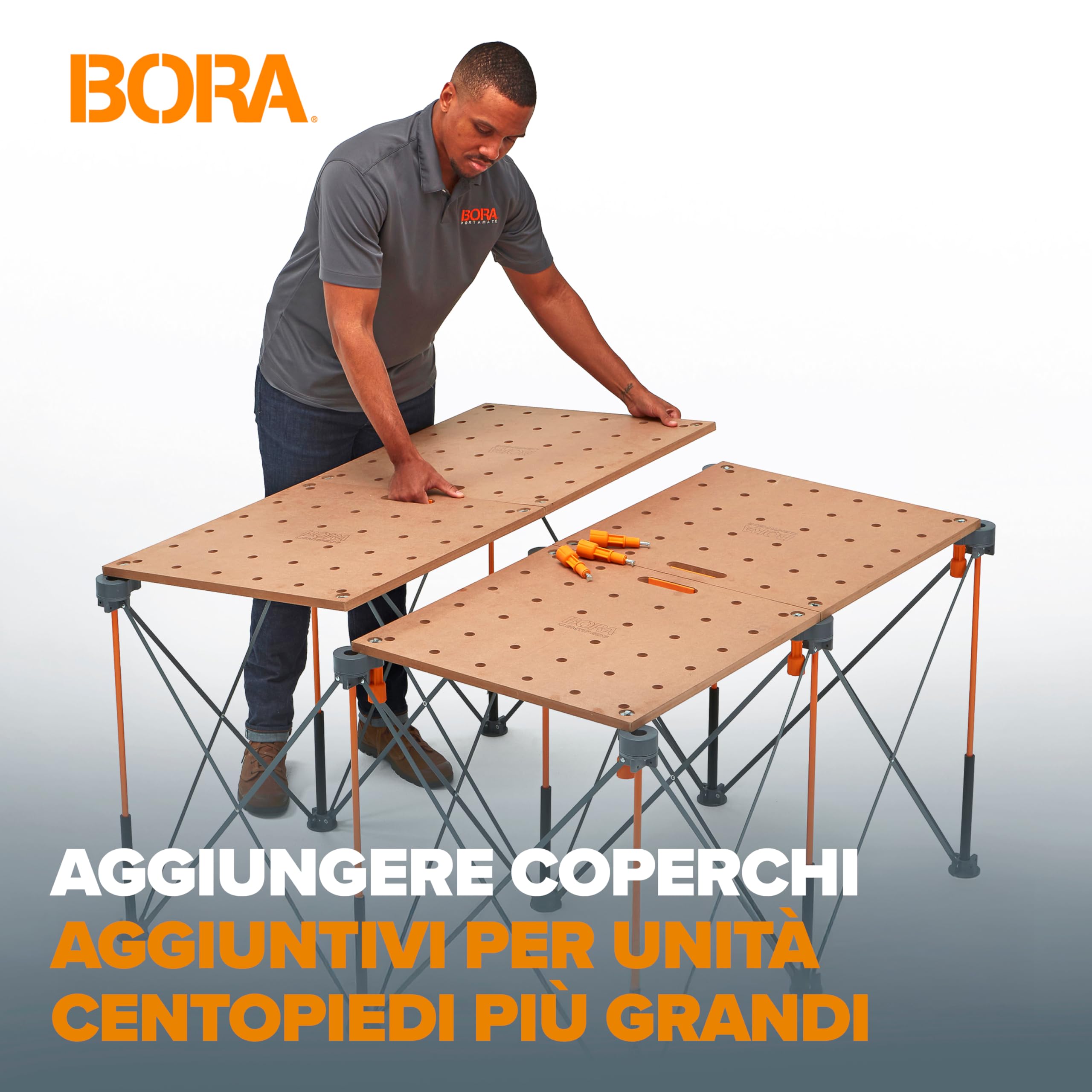 Bora Centipede CK22TM Piano da Lavoro Portatile 610x1200mm – Fori 20mm, 907kg, 6 Maniglie Rapide
