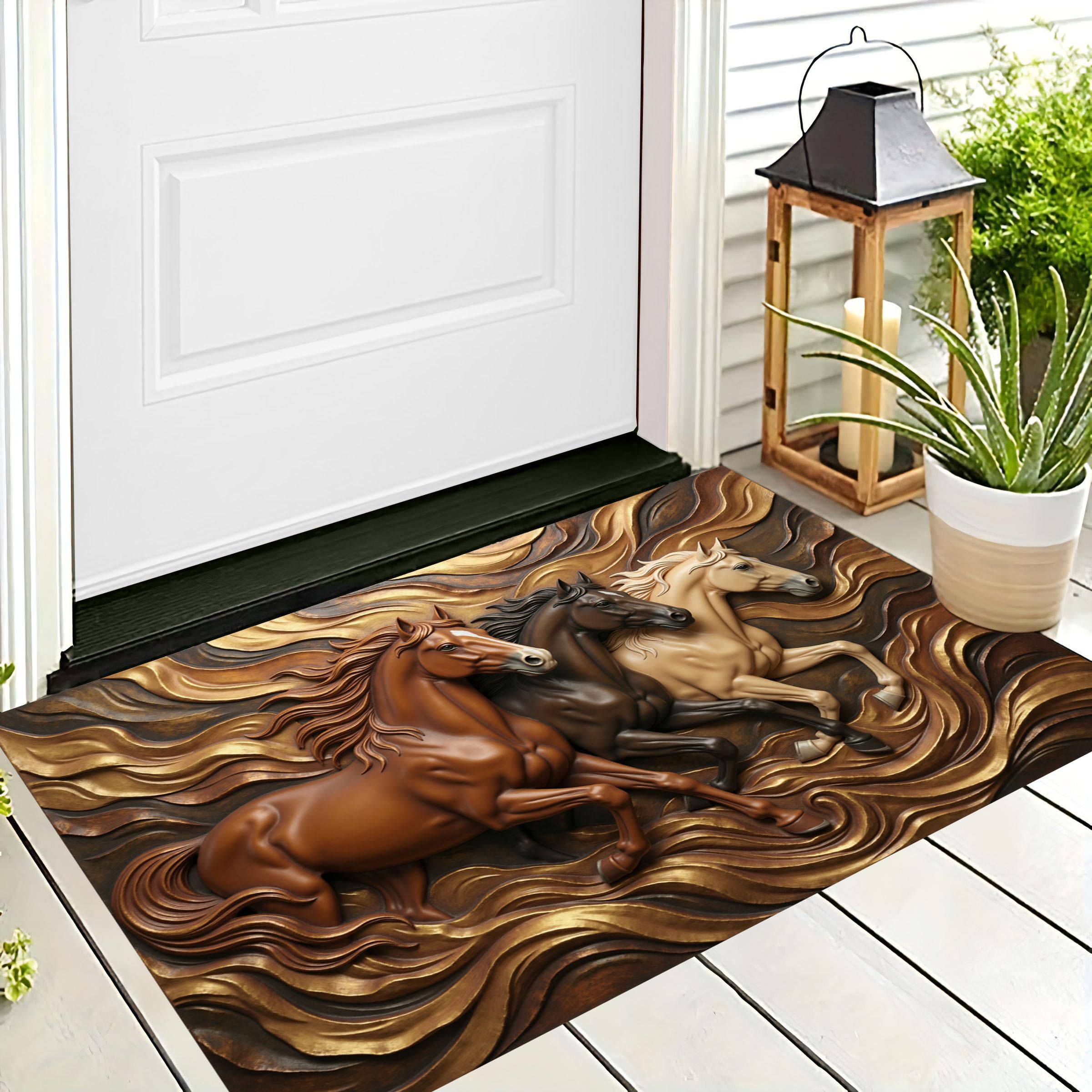 Tapis entrée intérieur 50x80cm anti-saleté lavable pour maison propre