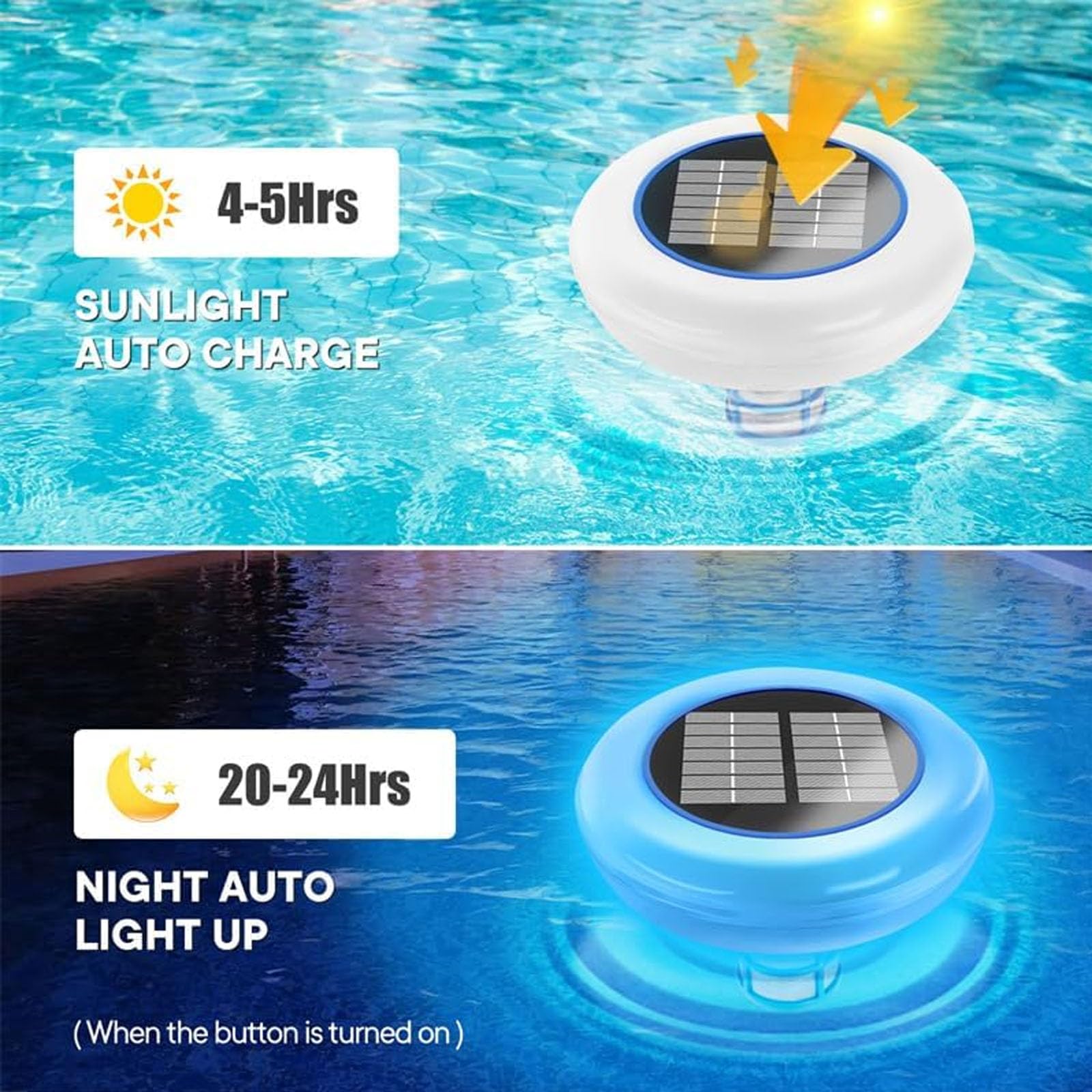 Ionizzatore solare per piscina, ionizzatore a LED in rame a 7 colori, detergente ad energia solare per piscine, fino a 85000 l, prestazioni stabili e nucleo in rame resistente, per piscine fuori terra