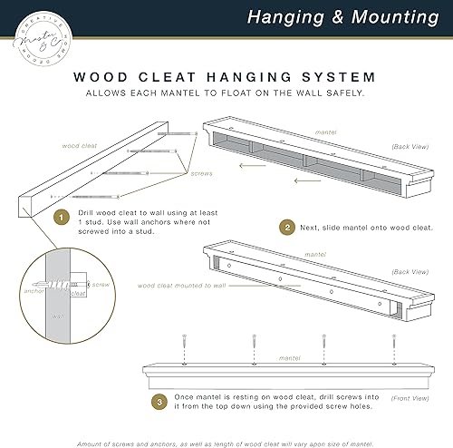 Miniatura 5 de Master & Co. - Repisa flotante clásica para chimenea, estantes flotantes largos para decoración de pared, 60 pulgadas, color blanco
