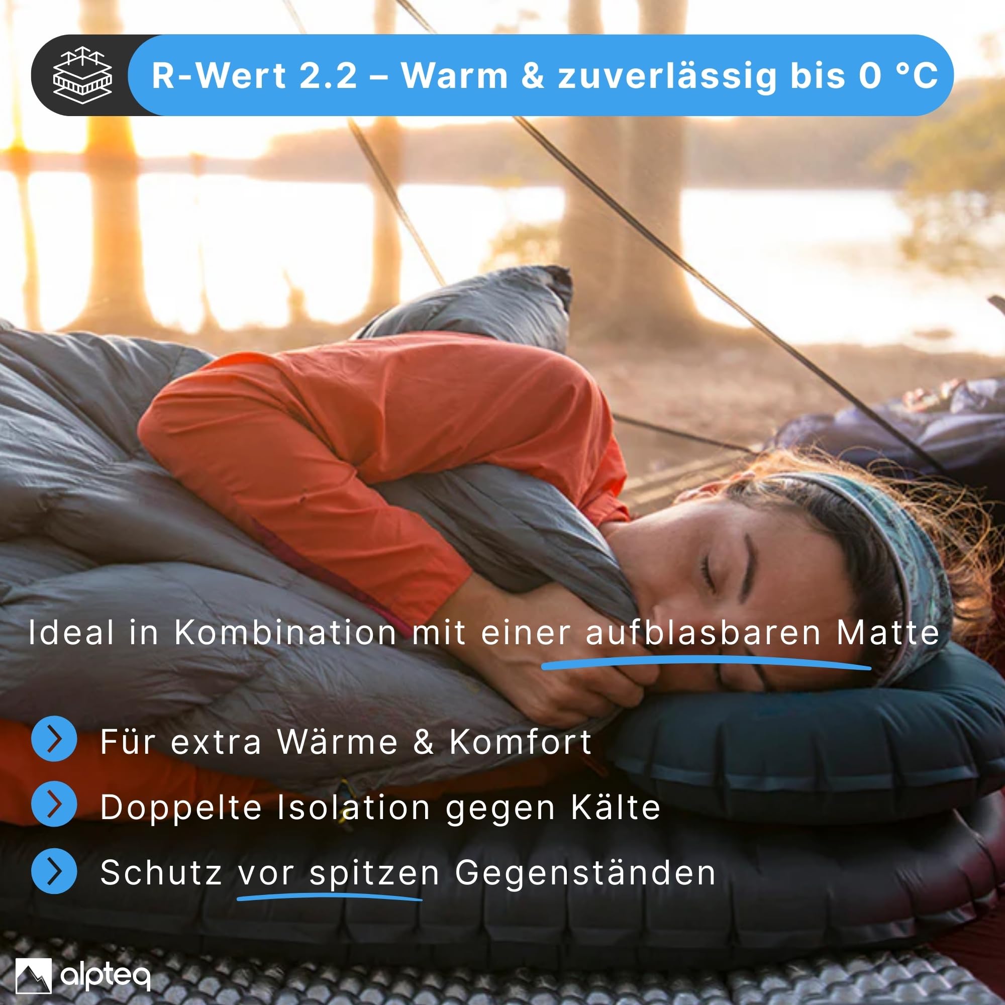 SchlafPlatz IXPE składana karimata termiczna i mata do spania na kemping i wędrówki, ultralekka, wodoszczelna, izolująca, zewnętrzna mata piankowa