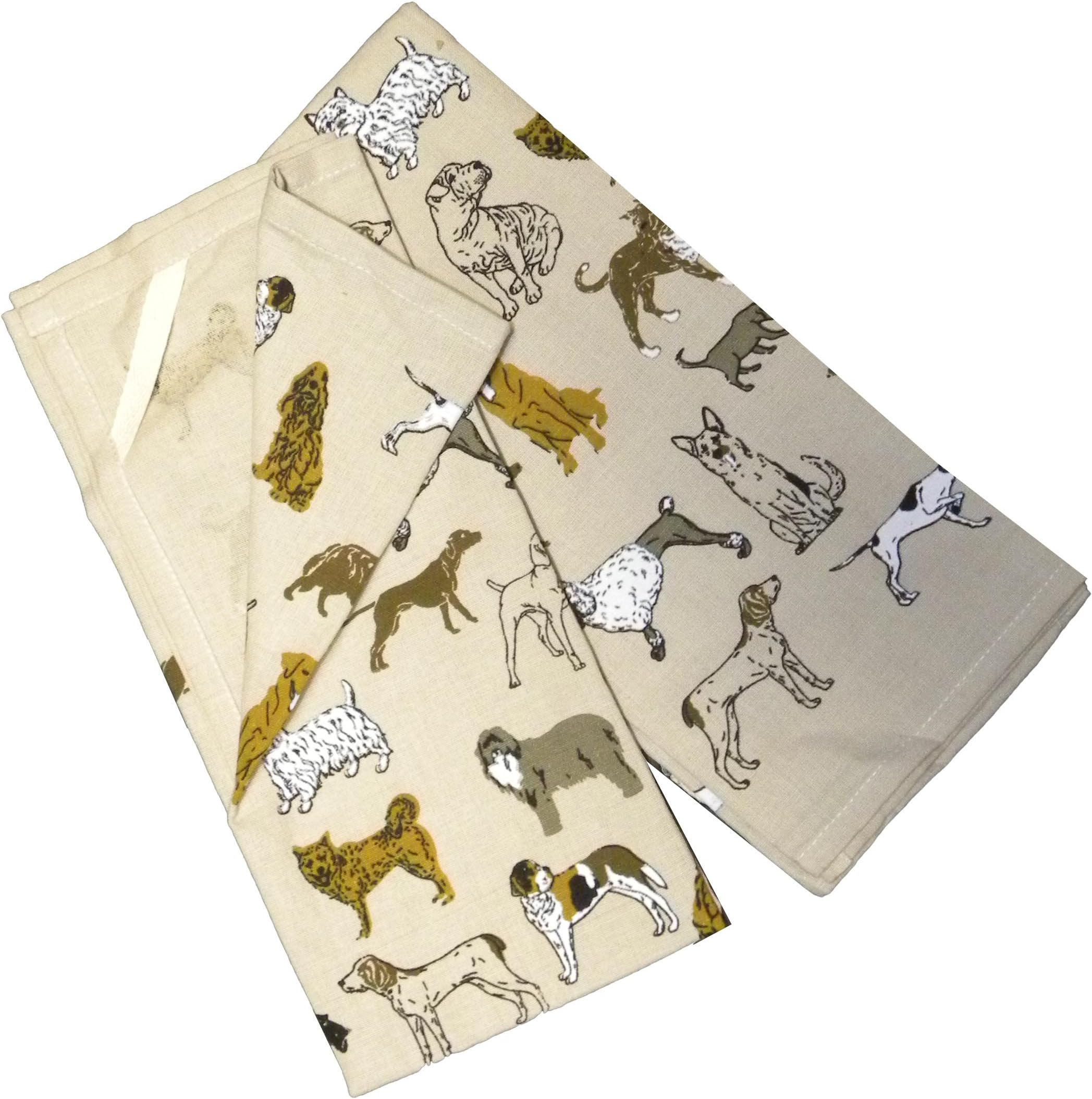 Kennel Club Dogs Kitchen Towels, Set of 2 Natural