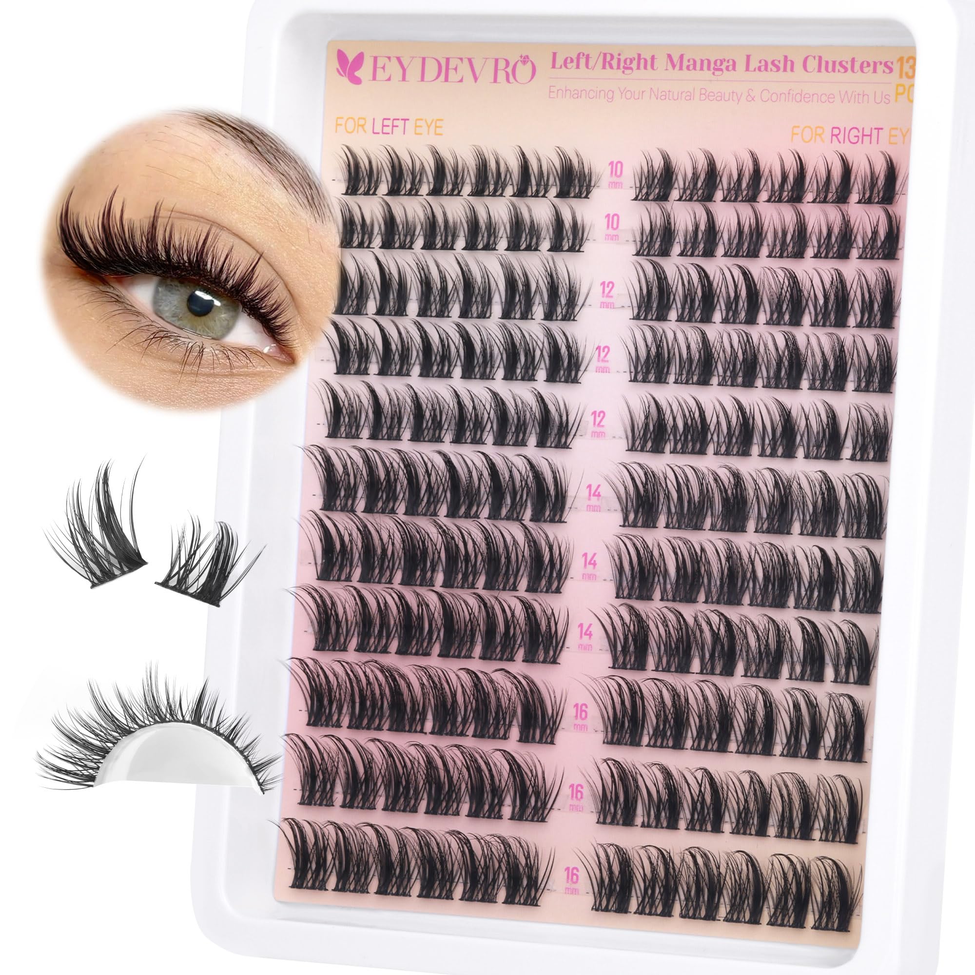 EYDEVRO Manga Lash Clusters Wispy Eyelash Clusters Anime Cluster Eyelash Extensions Natural DIY Lash Extensions Eyelash Extensions Cat