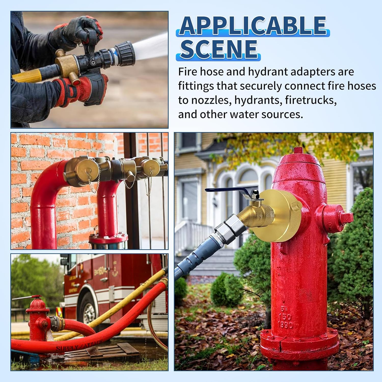 Dokili 2 Pcs Fire Hydrant Hose Adapter 2-1/2" NST/NH Female x 3/4" GHT Male Fire Hydrant Adapter with Pin Lug Brass Fire Fitting Connector for Garden Hose