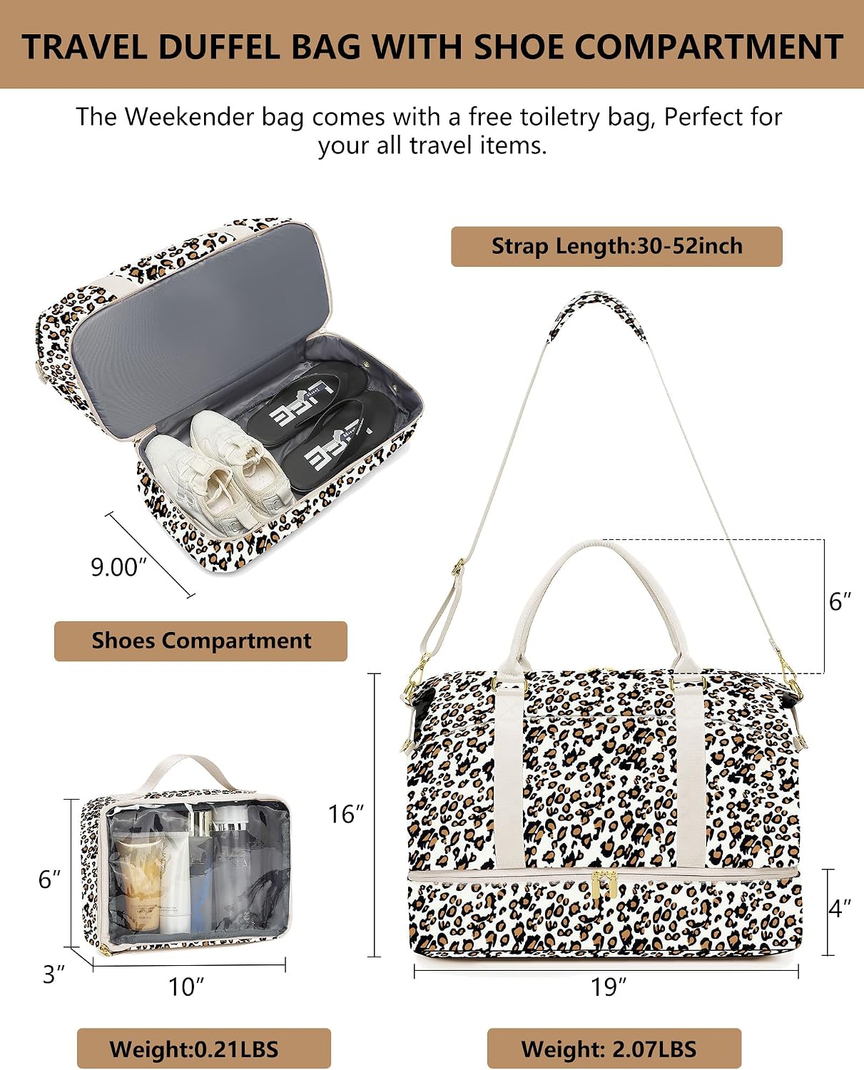Travel Weekender Duffle Bag for Women: Overnight Bags with Shoe Compartment image 2