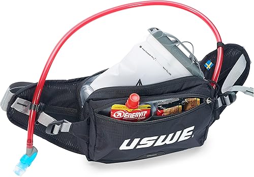 Miniatura 3 de USWE Zulo - Riñonera de hidratación con organizador y bolsillos laterales, cinturón de cadera sin rebote (negro carbón, 2L)