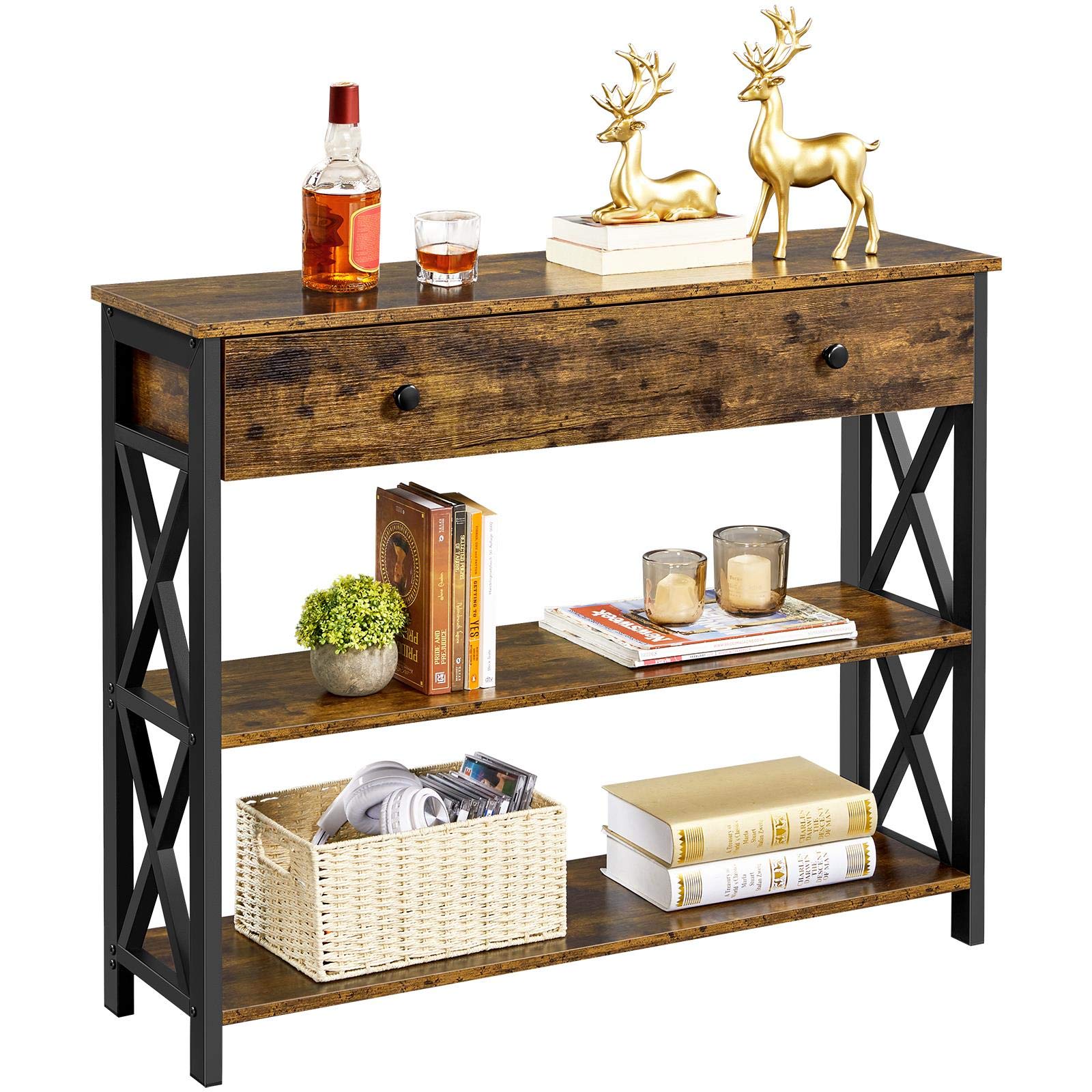 Buy Yaheetech Console Table with Outlets and USB Ports, 40 Inch Industrial Entryway Table with