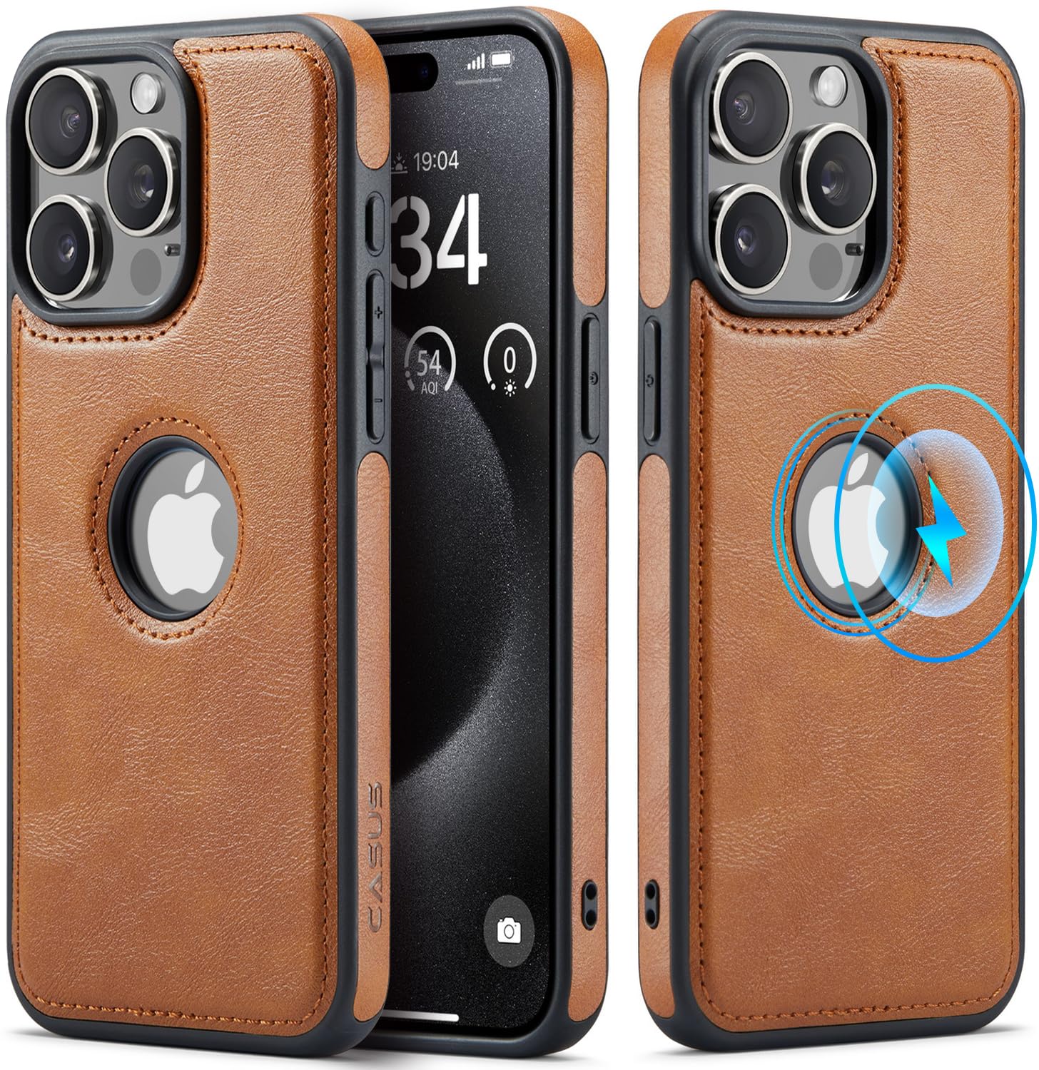 Casus Magnetic Leather Case for iPhone 15 Pro Max, MagSafe Compatible, Business Classic Style, Shockproof Slim Fit Protective Cover for Men & Women,