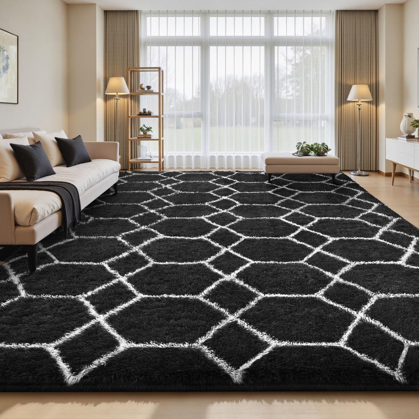 Sour Lemon Rugs Living Room 140x200cm, Grey Area Rugs for Bedroom, Washable Anti Slip Large Shaggy Soft Rug Fluffy Modern Carpets Mat Beside Area Rug for Living Room Kids Room — image 1