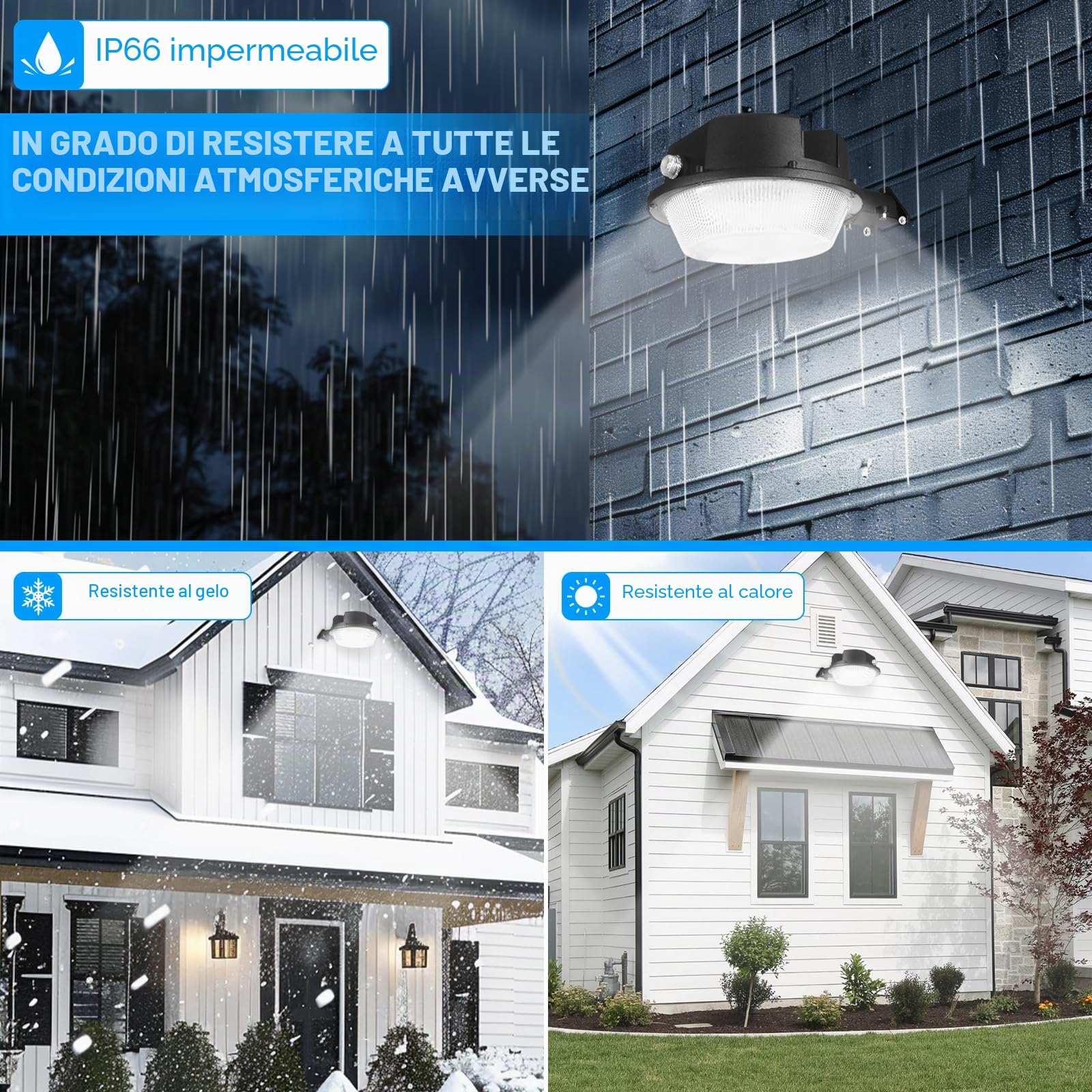 100W Luce LED per fienile, 10000LM tramonto all'alba illuminazione | esterna fotocellula luci area cortile, 6000K luce diurna, IP66, AC 85-265V, luci di sicurezza, per giardino, garage, cortile