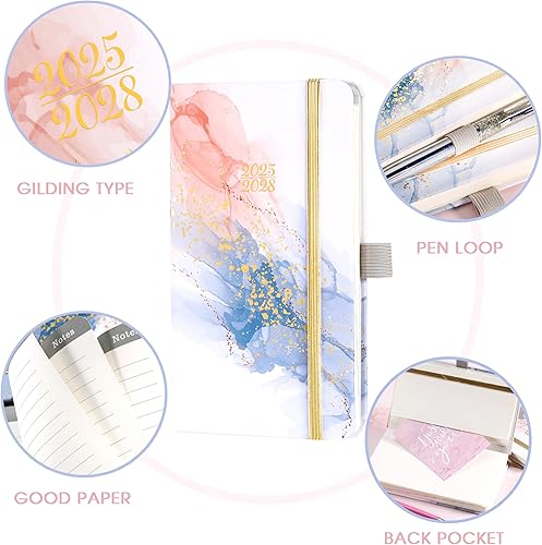 Miniatura 6 de Agenda de bolsillo 2025-2028, calendario de bolsillos 2025-2028, julio 2025 a junio 2028, 6.3 x 3.7 pulgadas, agenda con bolsillo interior y 63