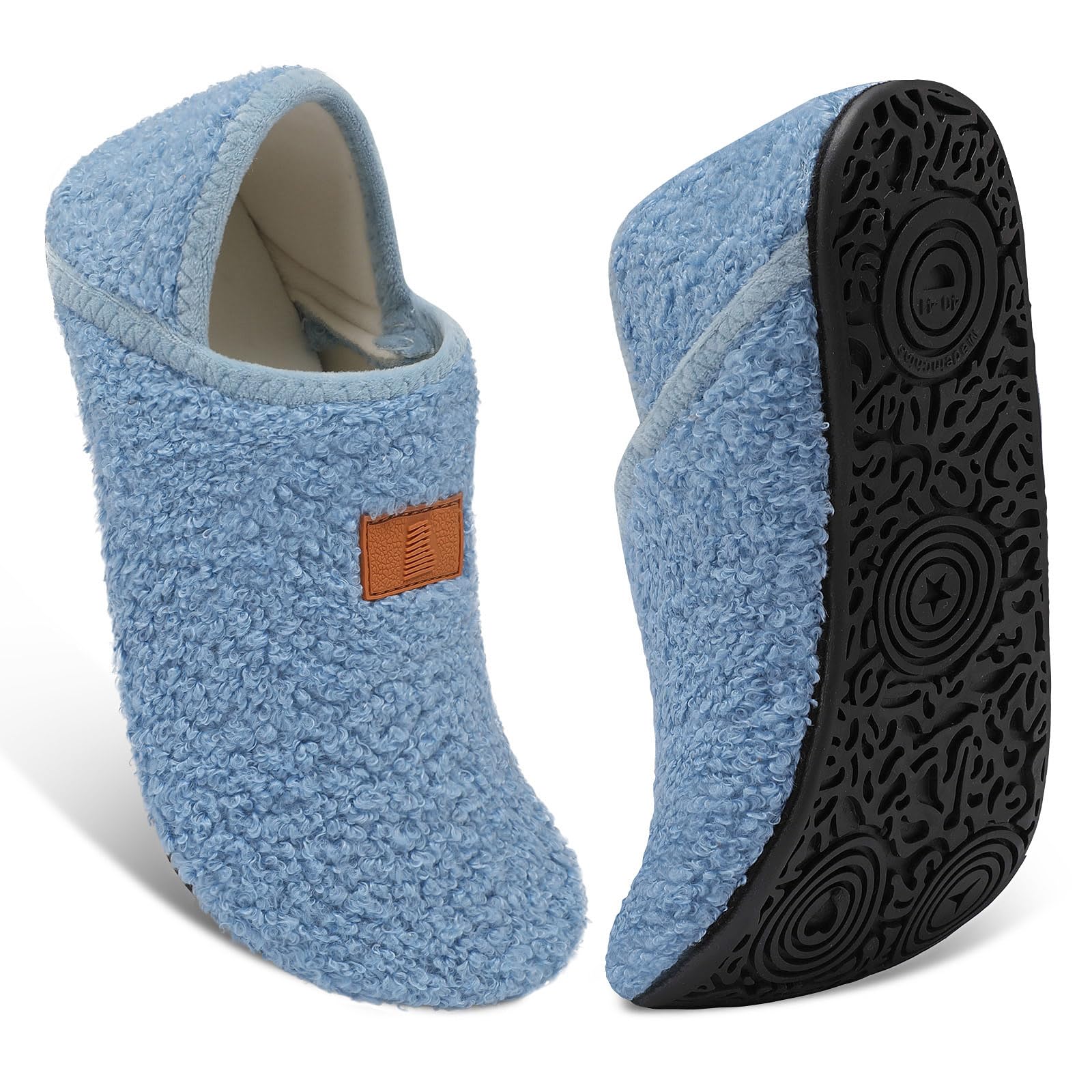 Fires Womens Mens Slippers with Rubber Sole Soft-Lightweight House Slipper Socks Around House Shoes Non Slip Indoor/Outdoor