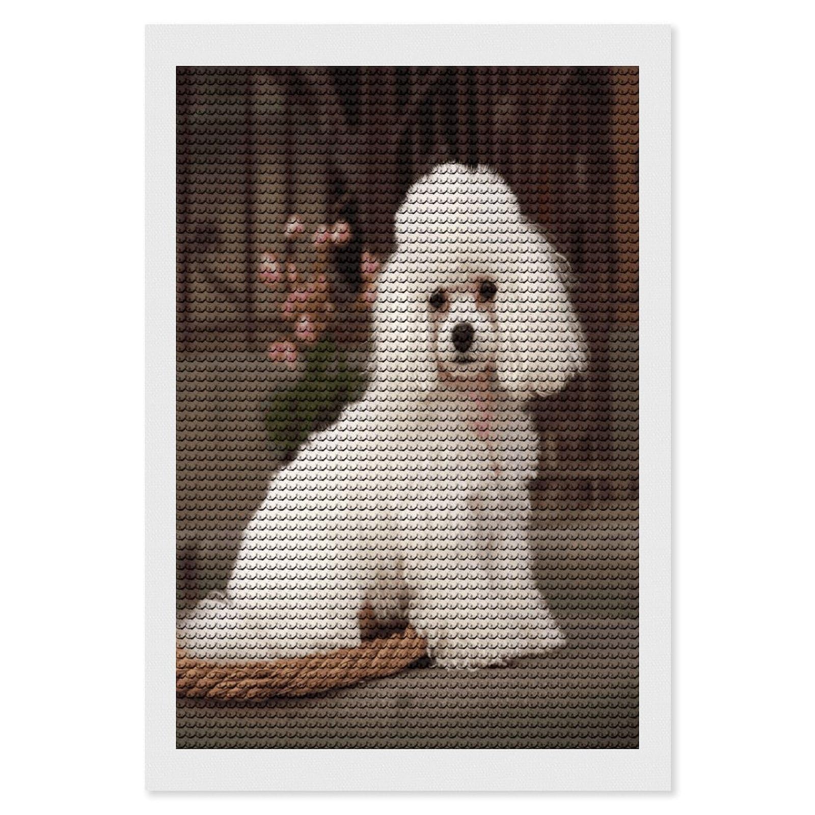FodPand French Poodle Diamond Art Kits for Adults Diamond Painting Kits for Beginner 5D DIY Full Round Drill Diamond Dot Painting Gem Art Crafts for Home Wall Decor