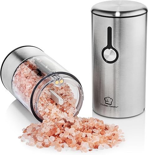 Miniatura 7 de Juego de molinillo eléctrico  Molinillo de sal y pimienta recargable por USB con luz, fácil de rellenar, no requiere baterías, molienda automática