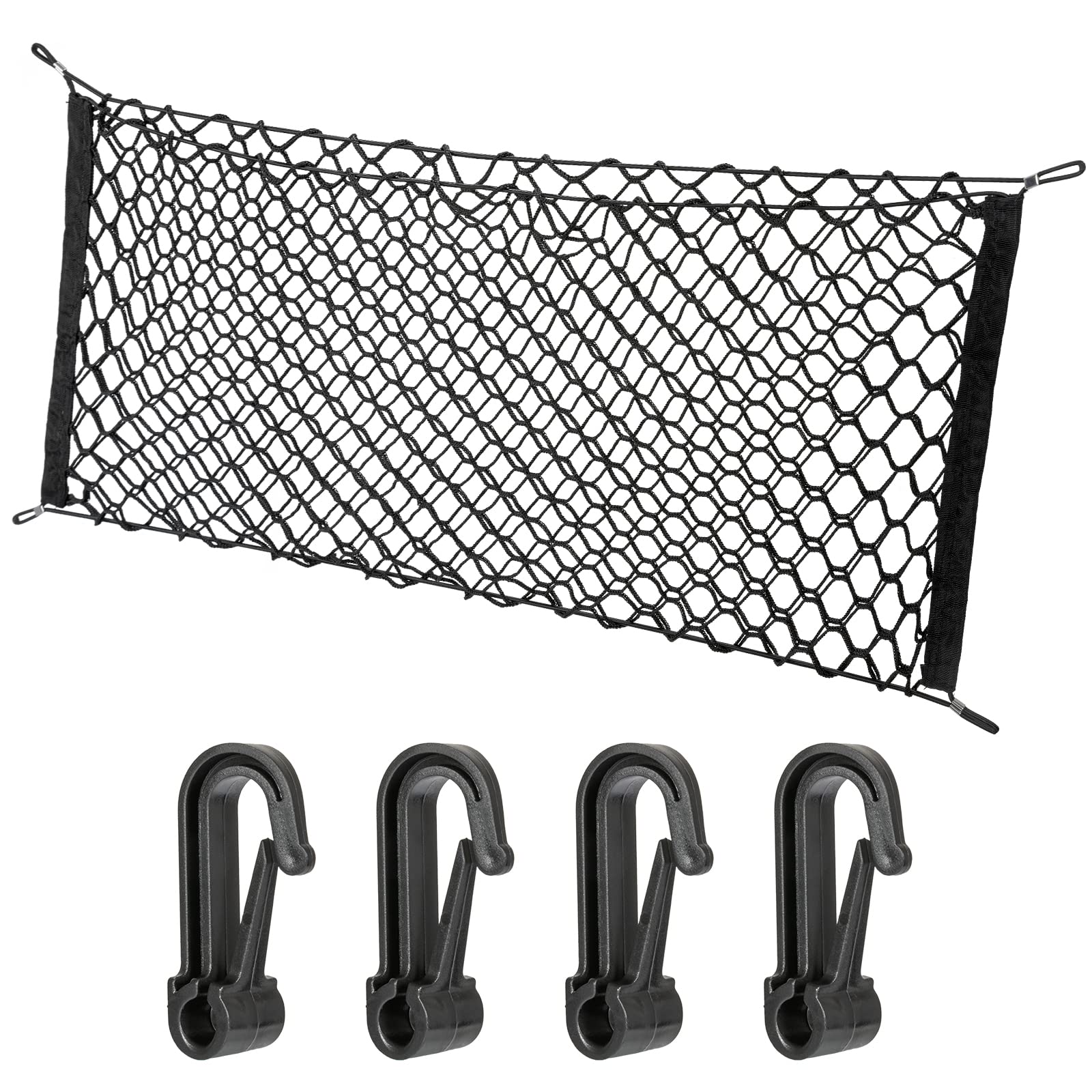 Kaskawise Cargo Truck Net,Truck Storage Organizer Net,Truck Cargo Nets Stretchable Automotive Exterior Accessories,35.4x15.7inch Nylon Mesh Double-Layer Fit for Car,Vehicle