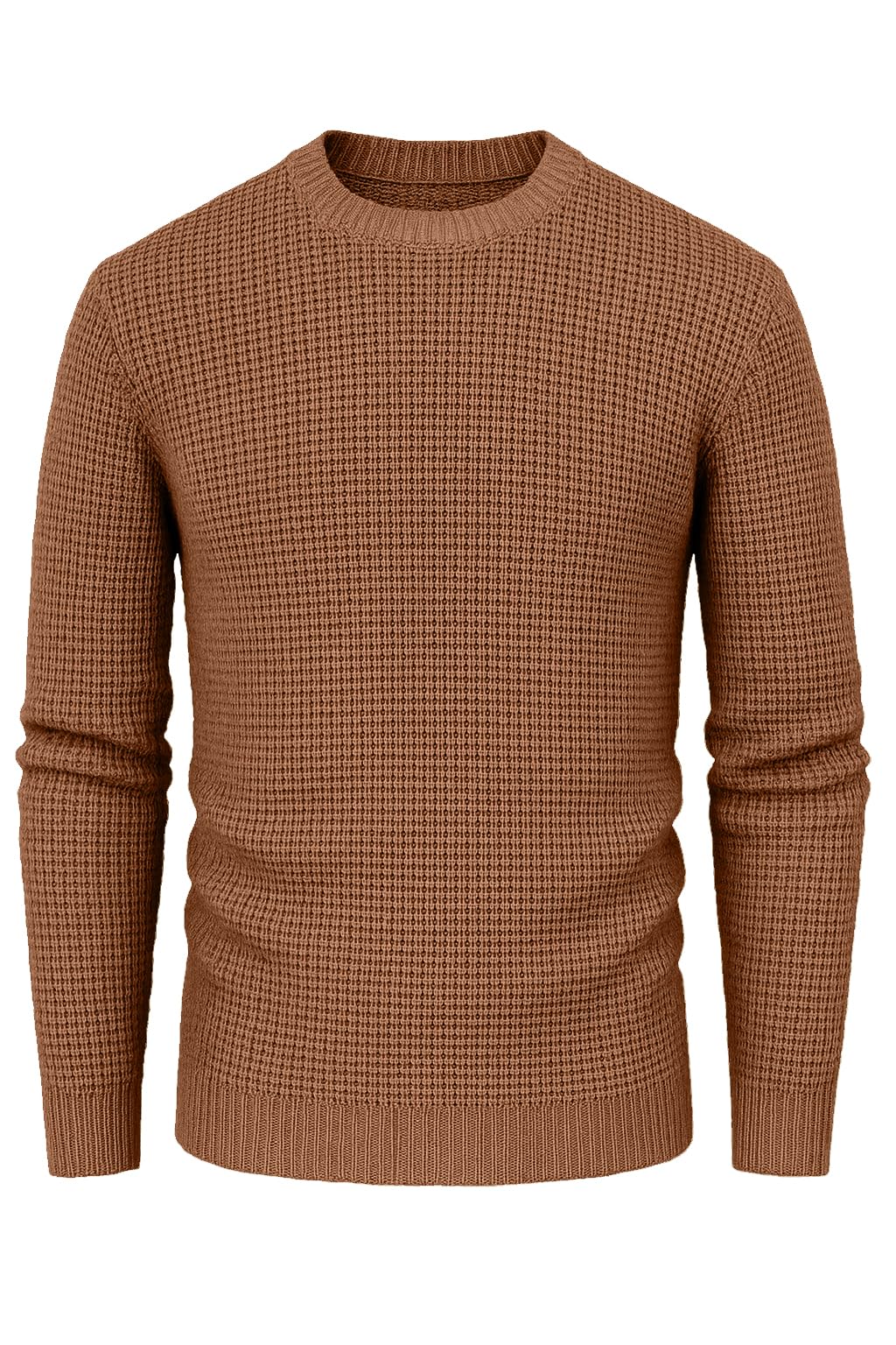 colorchakra Mens Crewneck Pullover Sweater Waffle Textured Long Sleeve Knitted Sweaters-picture-20