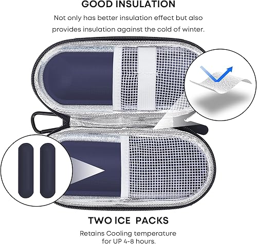 Miniatura 3 de MOSLA Estuche de viaje para diabéticos, bolsa de enfriamiento aislada con 2 bolsas de hielo para bolígrafos de insulina y otros suministros para