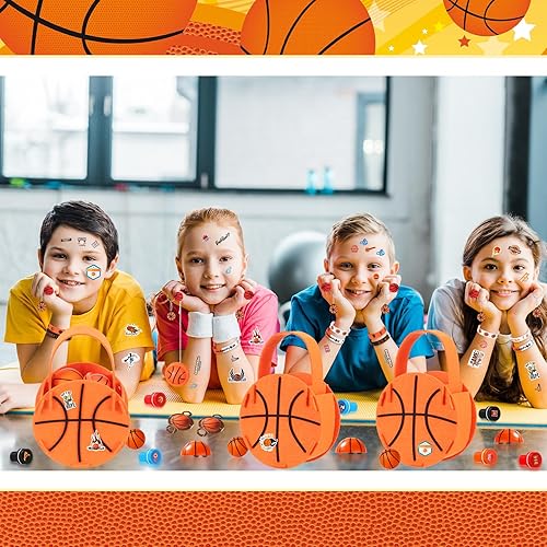 Miniatura 7 de Aoriher 206 unidades de regalos de fiesta de baloncesto para el día de San Valentín, regalos de fiesta deportiva, bolsas de regalo de fieltro, lazos