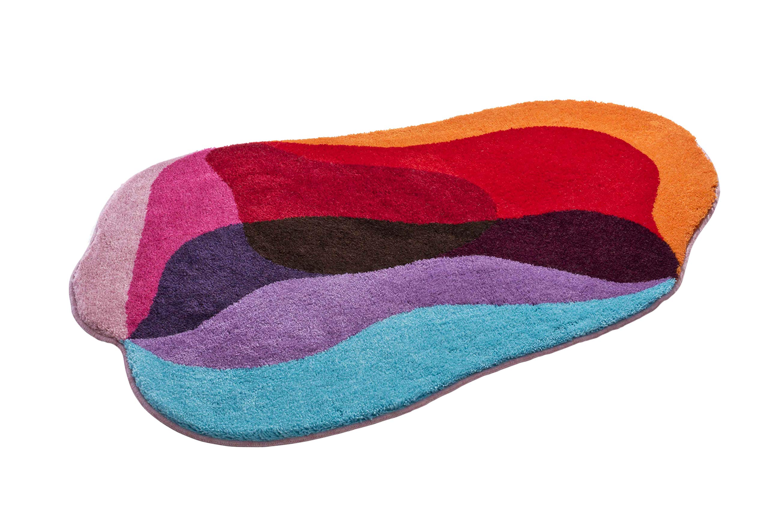 Grund KARIM RASHID Exklusiver Designer Badteppich 100% Polyacryl, ultra soft, rutschfest, ÖKO-TEХ-zertifiziert, 5 Jahre Garantie, KARIM 21, Badematte 90x130 cm, rot-bleu