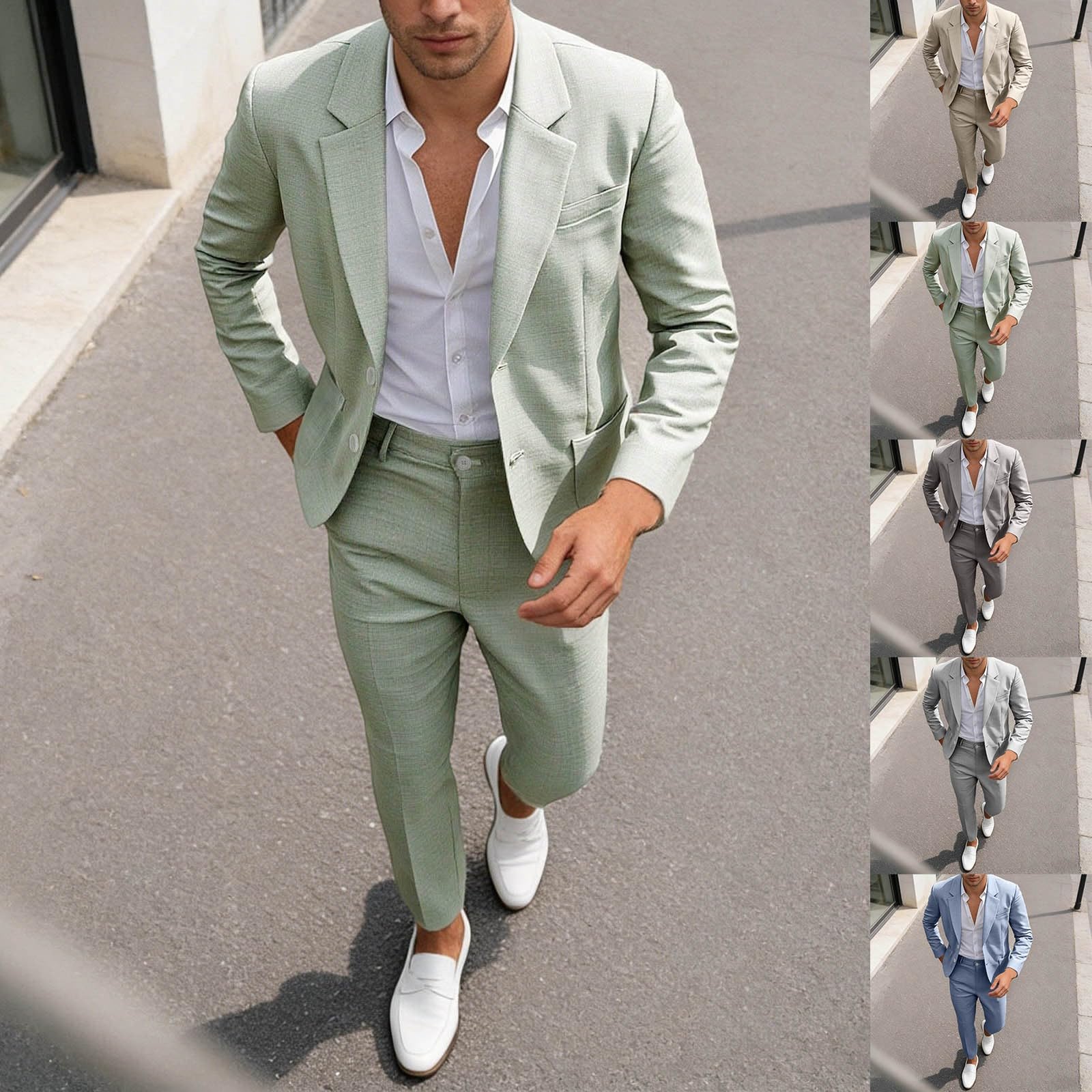 Conjunto de Traje para Hombre, Esmoquin Casual, 2 Piezas, Ajuste Regular, Chaqueta de Lino y Pantalones, graduación, Boda, Cena