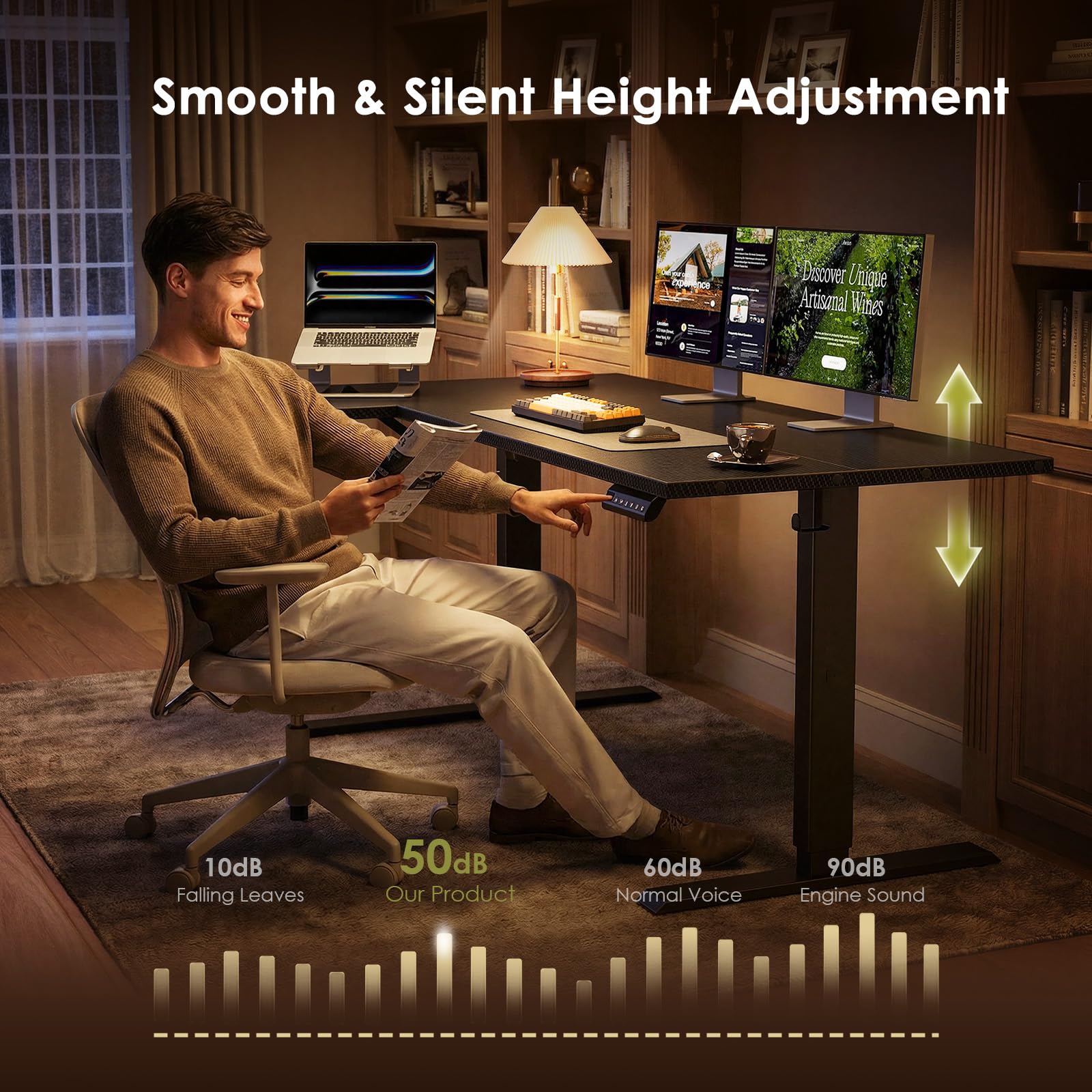 OffiGo Electric L Shaped Standing Desk 55 Inches Height Adjustable Table Reversiable Corner Stand Up Desk Lifting Computer — view 6