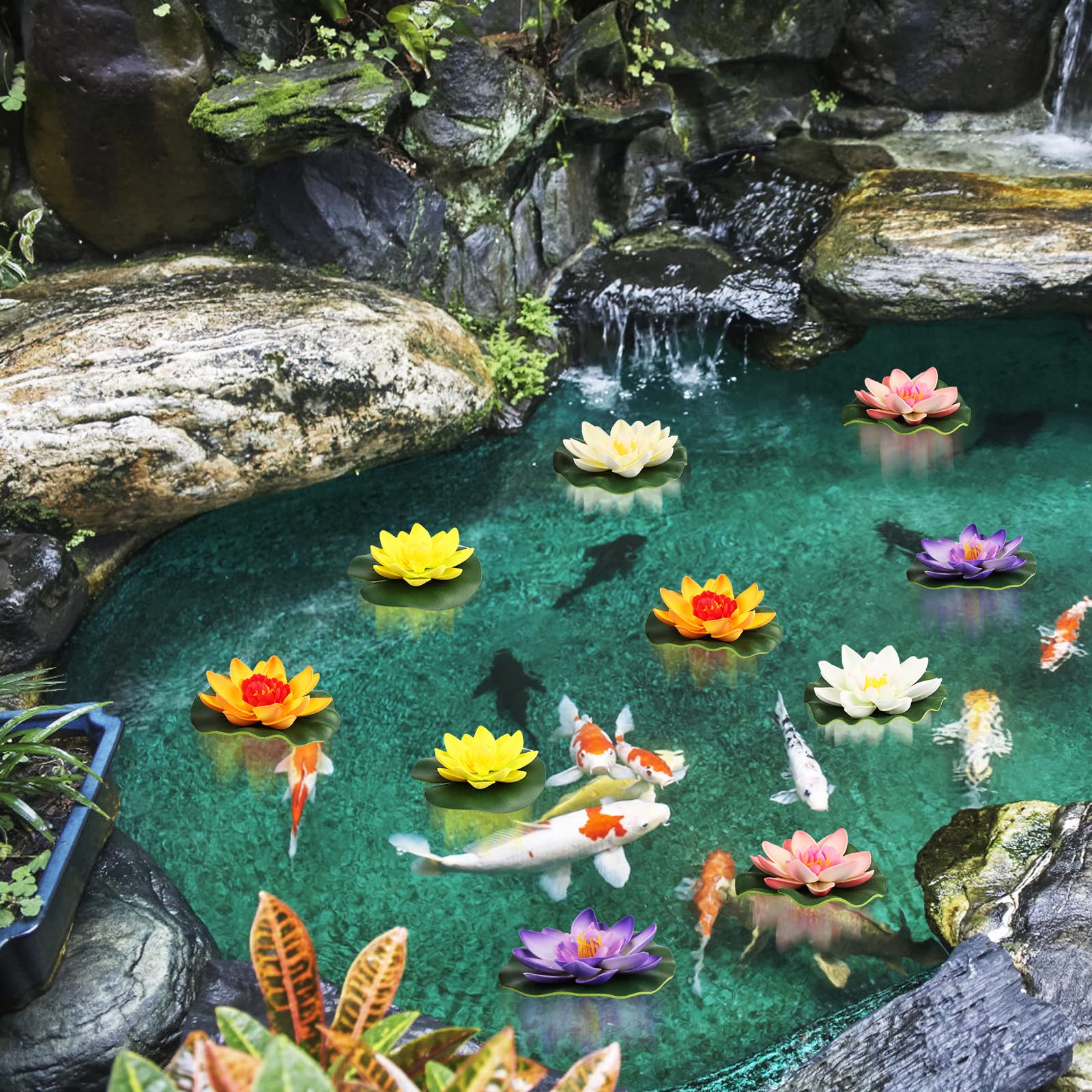 Lirios Agua Decorativos 6 Flores Flotantes Artificiales - Nenúfares Y  Lirios De Agua Para Estanques Y Piscinas | 4 De 10cm + 2 De 18cm Decoración  Acuática Para Exterior Estanque Piscina, image size:1600x1600