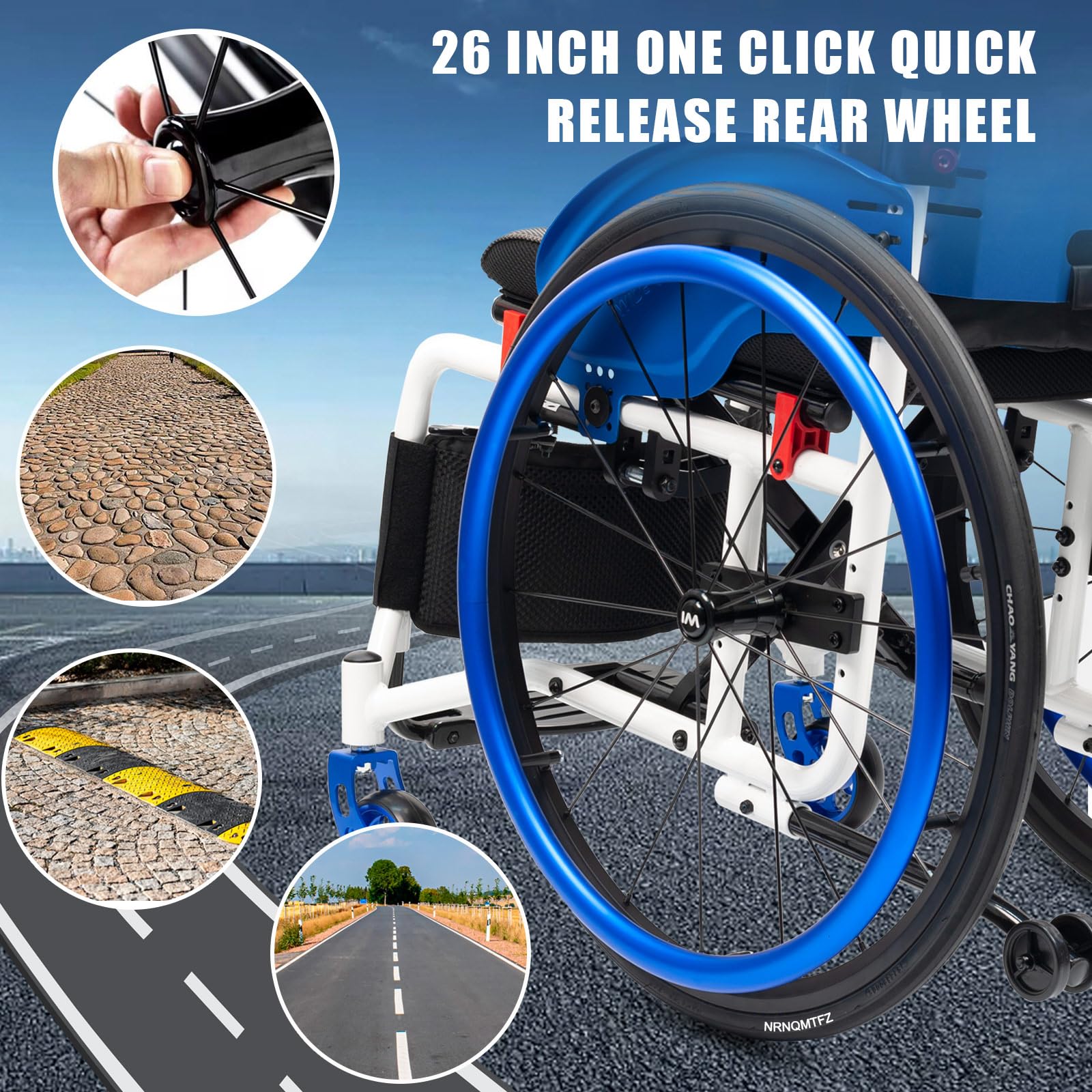 Silla De Ruedas Plegable,Silla de Ruedas Deportiva para Adulto,Silla de Ruedas Ligera,marco de aleación de aluminio,Extracción con un botón,Silla de ruedas de tránsito(Seat width 40cm/15.7in,B)