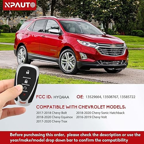 Miniatura 3 de NPAUTO Llavero de repuesto para Chevy Bolt 2017-2018, Equinox 2018-2020, Trax 2017-2020, Sonic 2018-2020, 2016-2019 voltios, entrada sin llave,