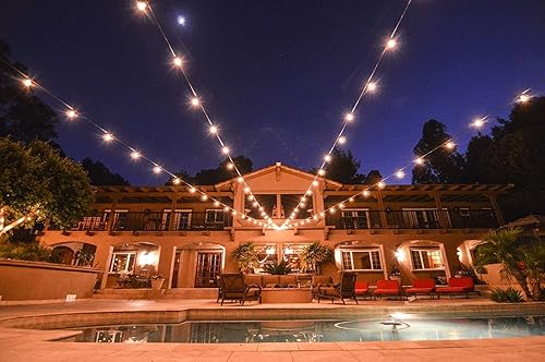 Miniatura 8 de Salida de iluminación navideña LED para patio al aire libre | Cadena de luces colgantes para exteriores de 46 pies | Incluye 16 bombillas de
