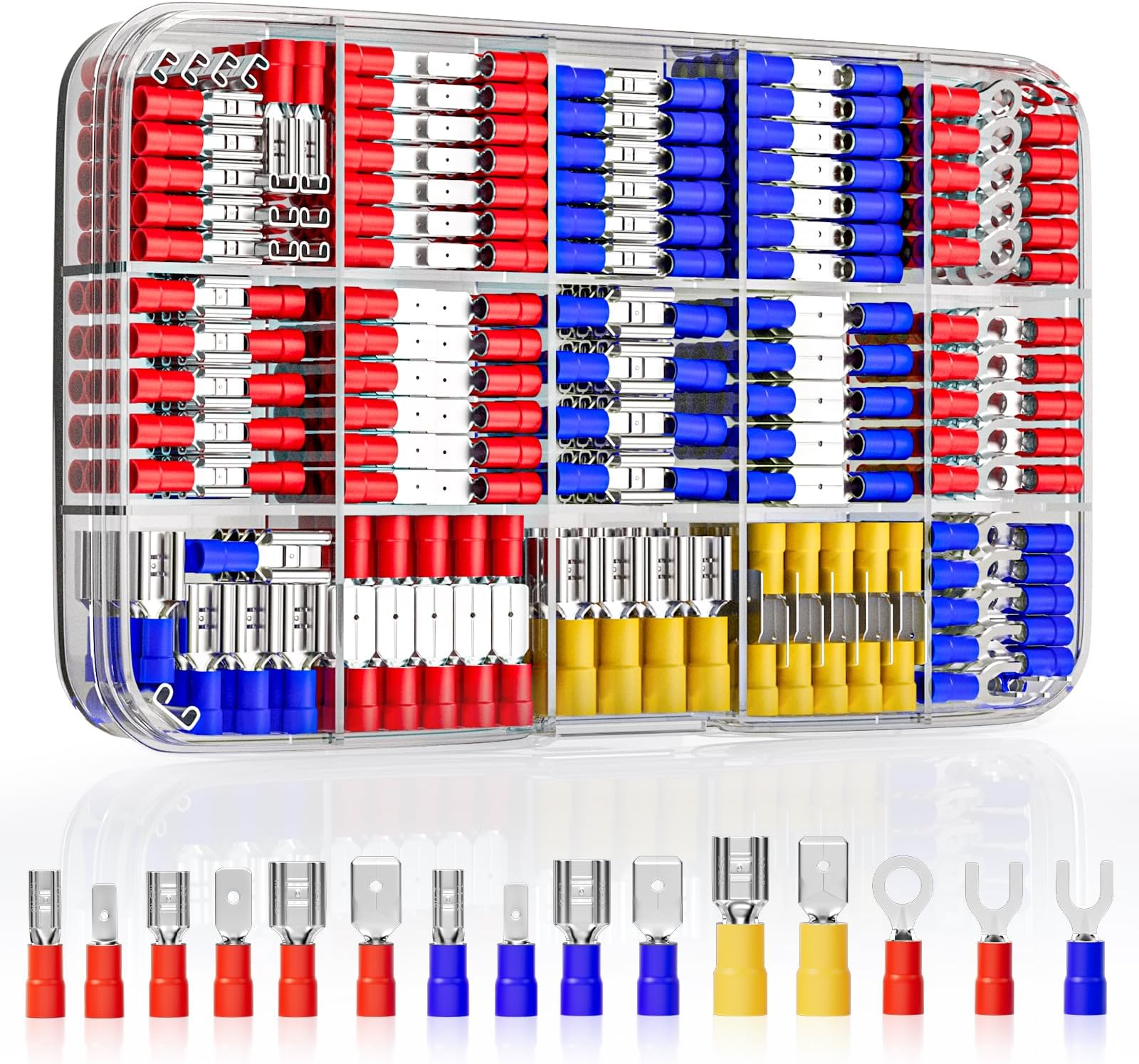 368Pcs DEHAO Crimp Connectors 0.5-6.0mm² Electrical Crimping Connectors Insulated Crimp Terminals Ring Fork Male Female Spade Connector